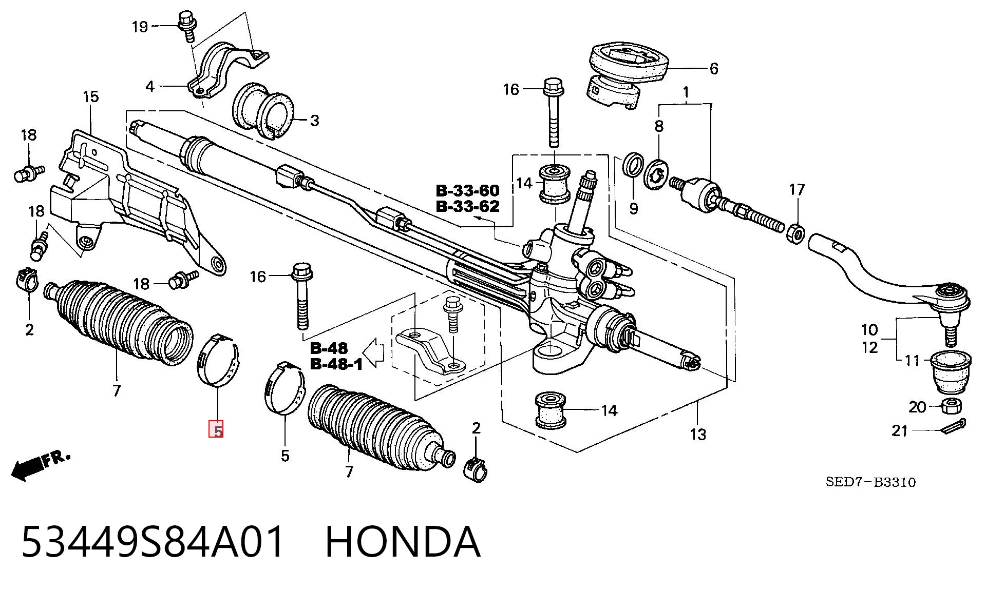 53449S84A01 Honda Хомут пильовика кермової рейки