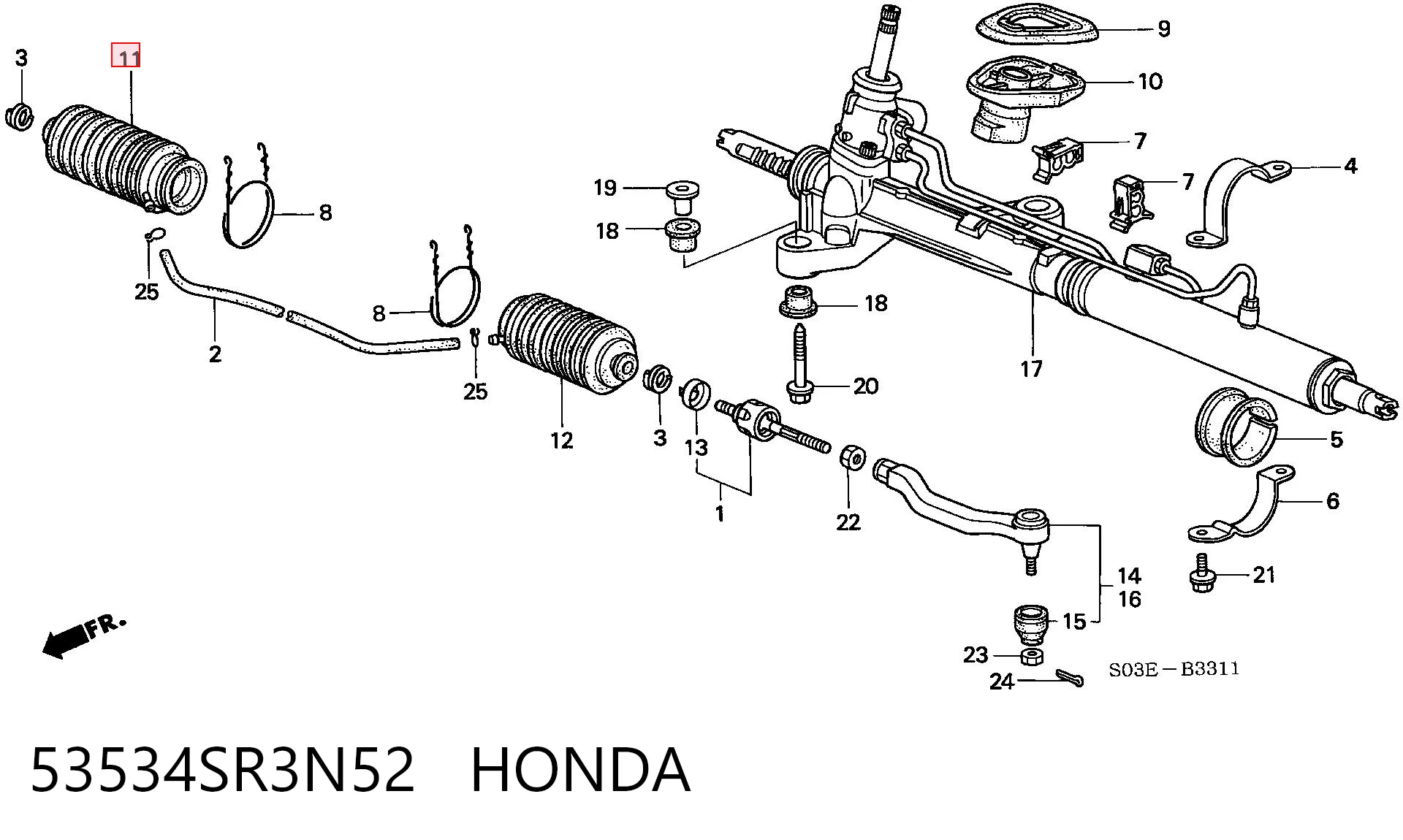 53534SR3N52 Honda Пильник рульової