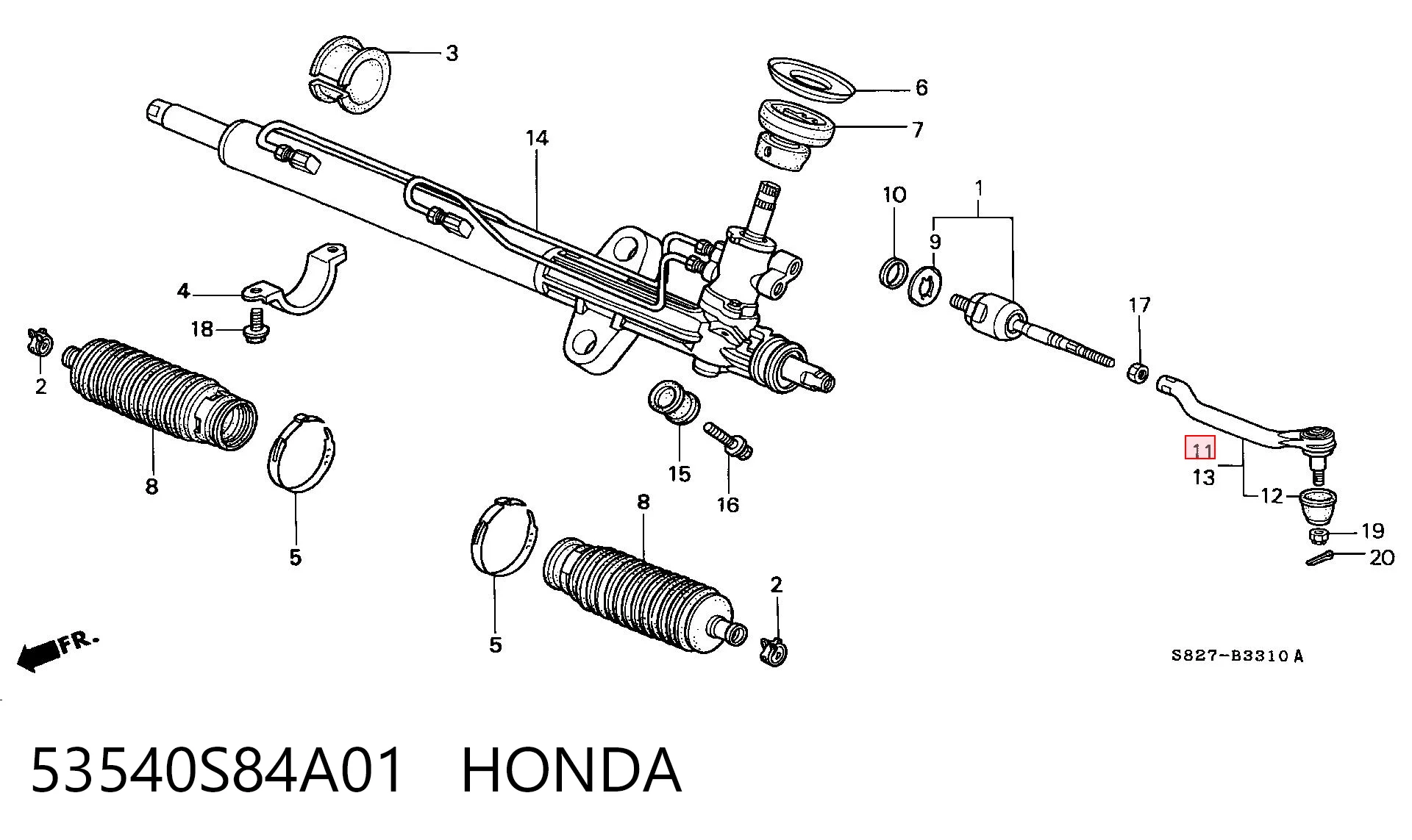 53540S84A01 Honda Зовнішній наконечник рульової тяги