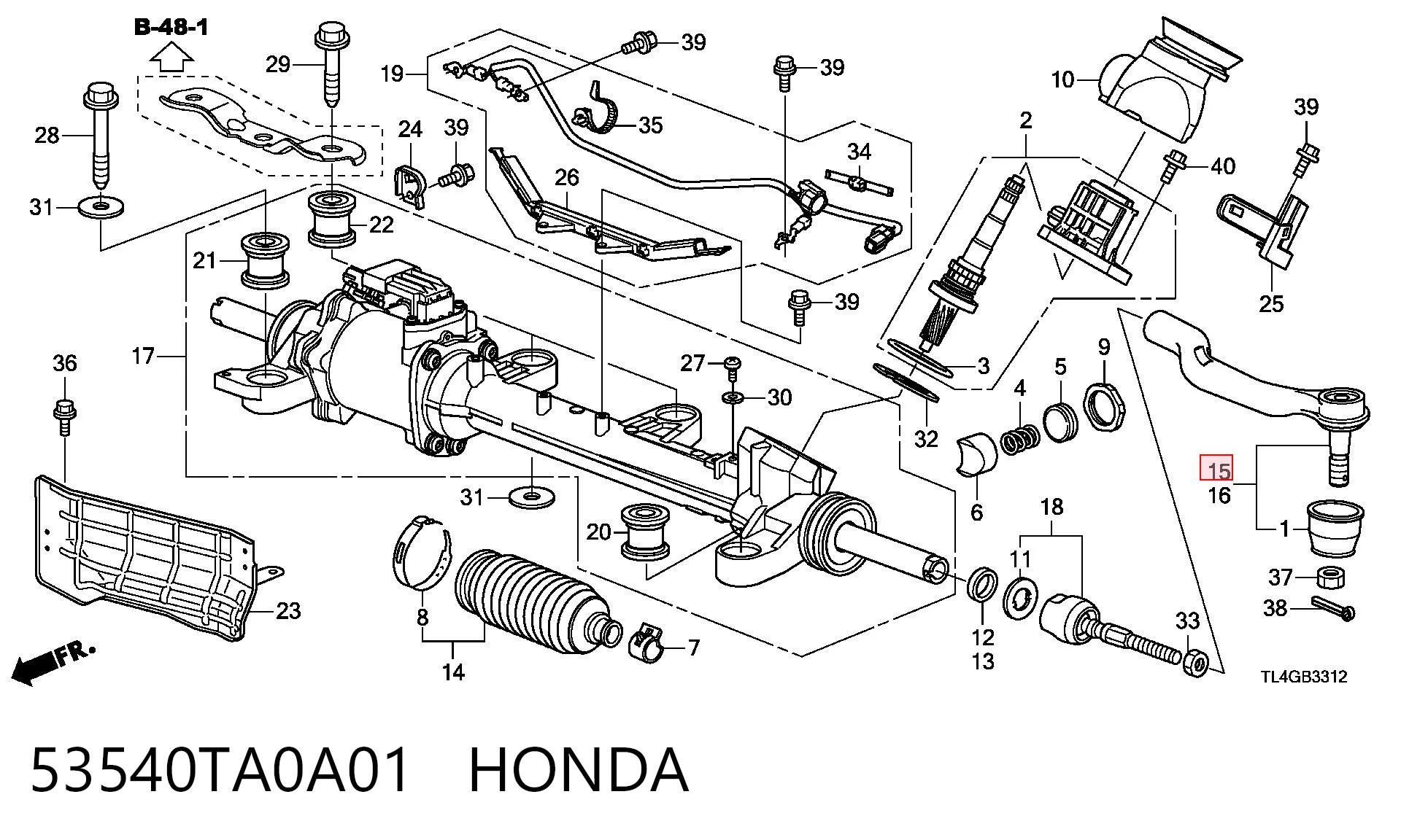 53540TA0A01 Honda Зовнішній наконечник рульової тяги
