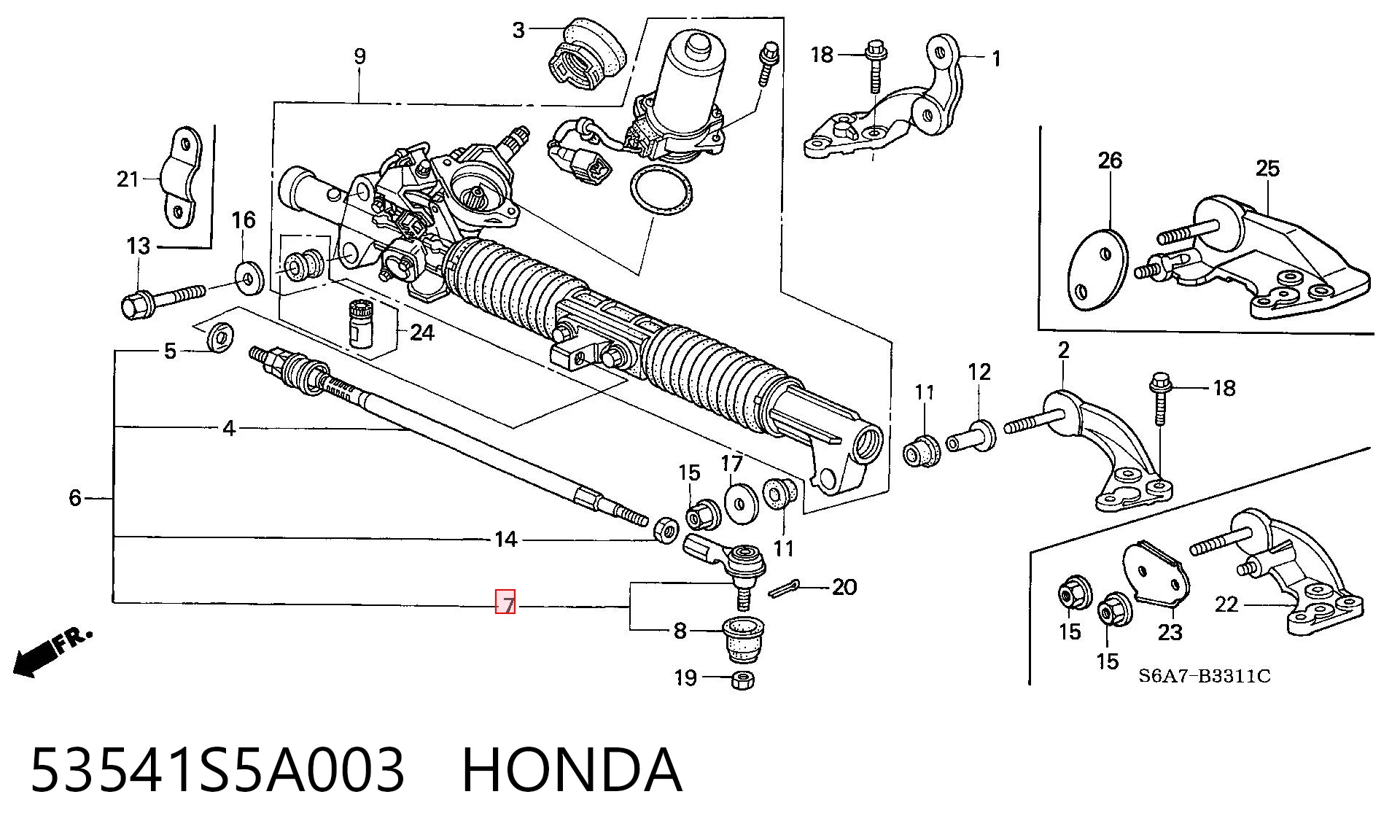 53541S5A003 Honda Зовнішній наконечник рульової тяги