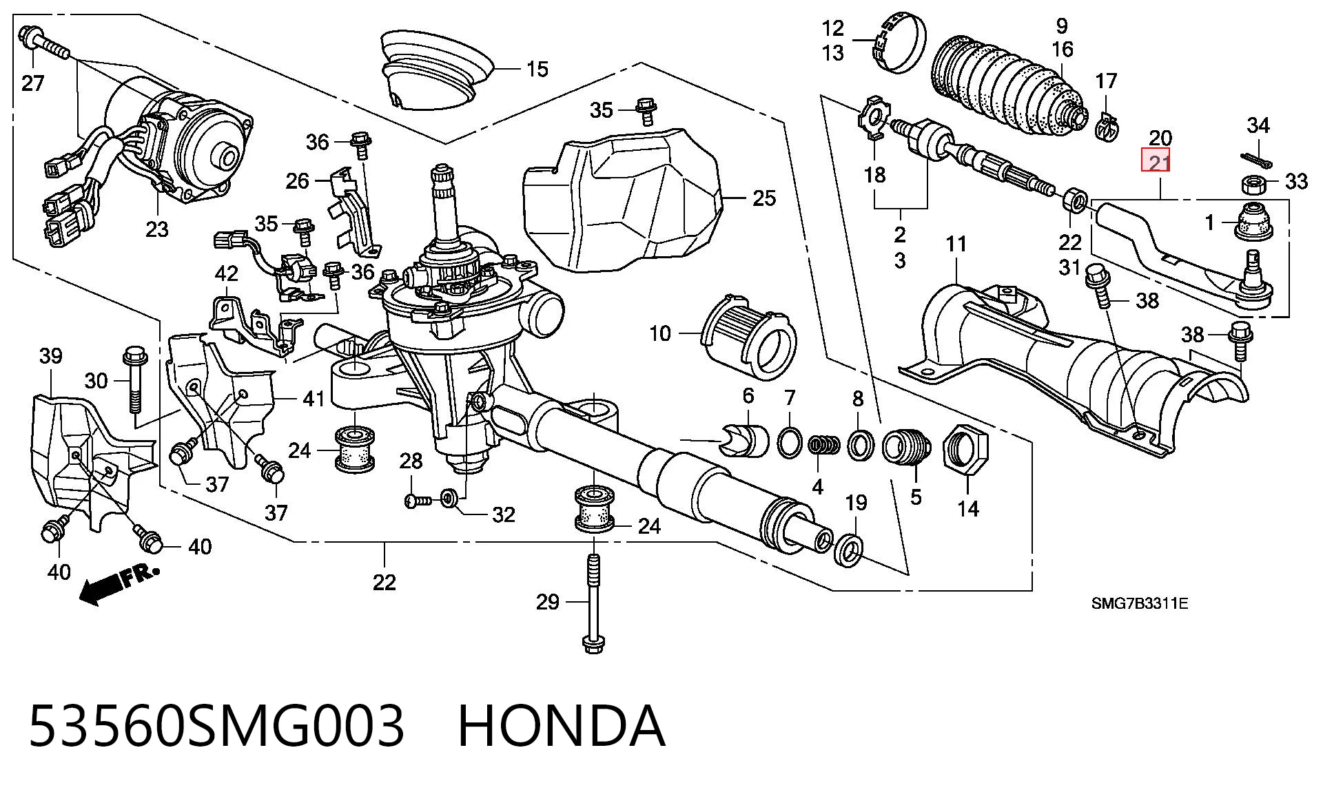 53560SMG003 Honda Зовнішній наконечник рульової тяги