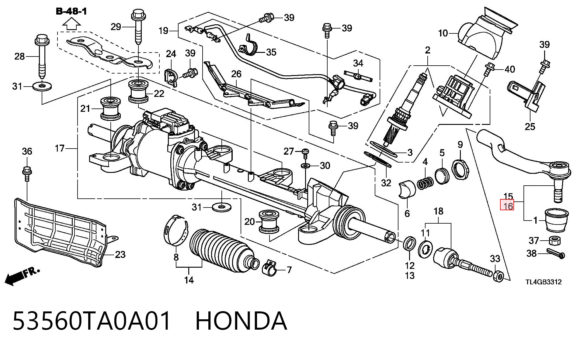 53560TA0A01 Honda Зовнішній наконечник рульової тяги