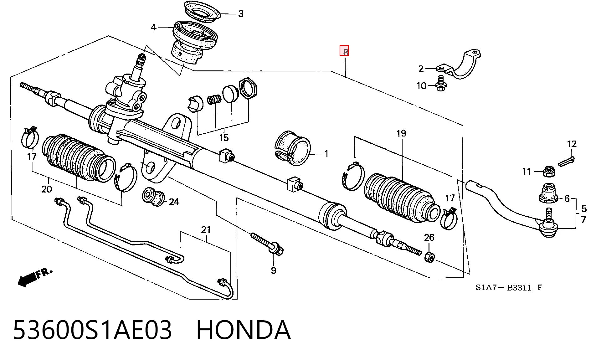 53600S1AE03 Honda Рейковий рульовий механізм