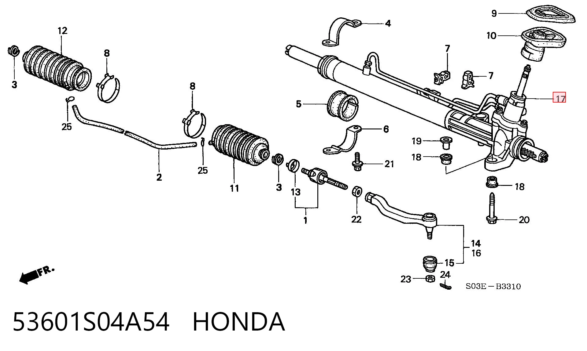 53601S04A54 Honda Рейковий рульовий механізм