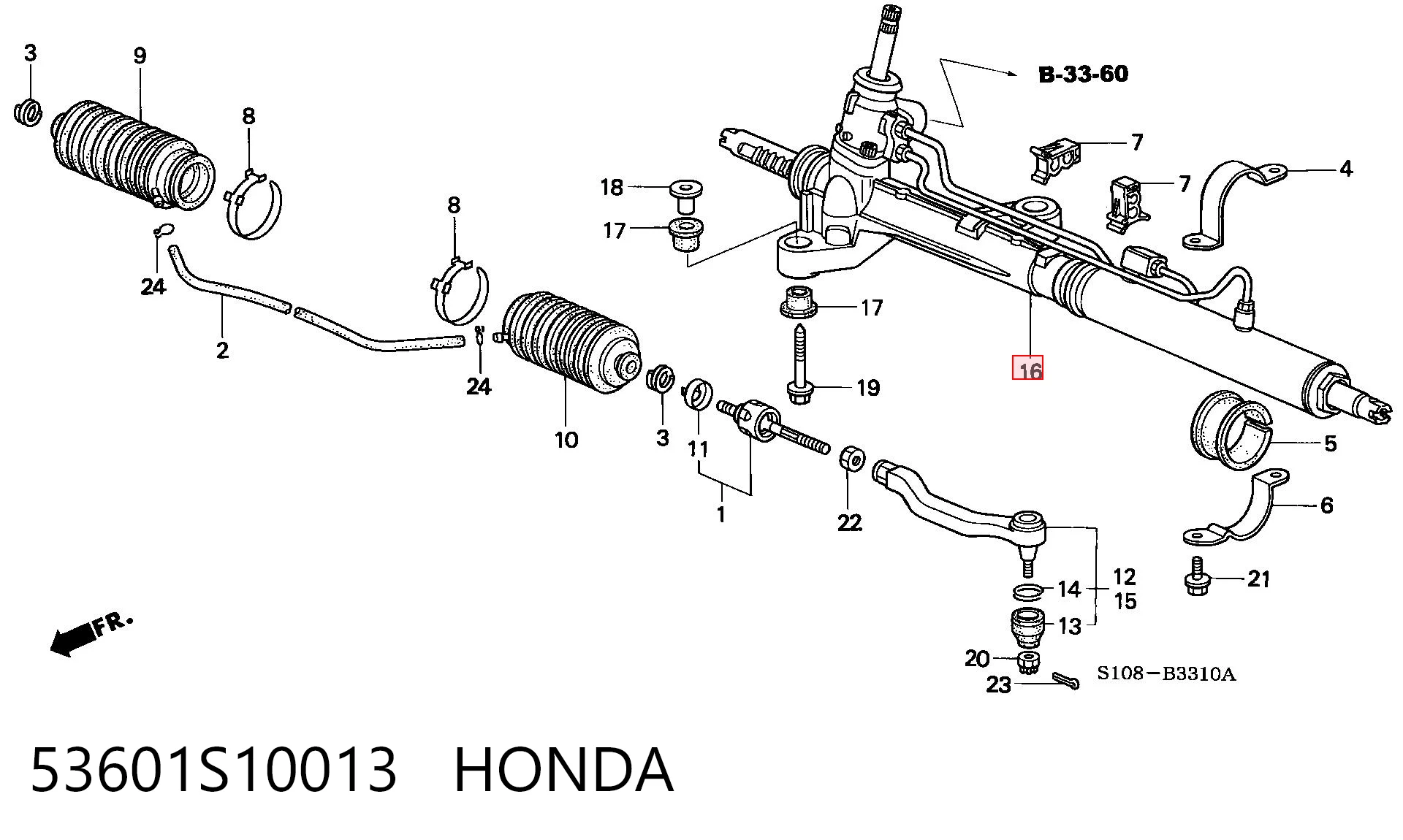 53601S10013 Honda Рейковий рульовий механізм