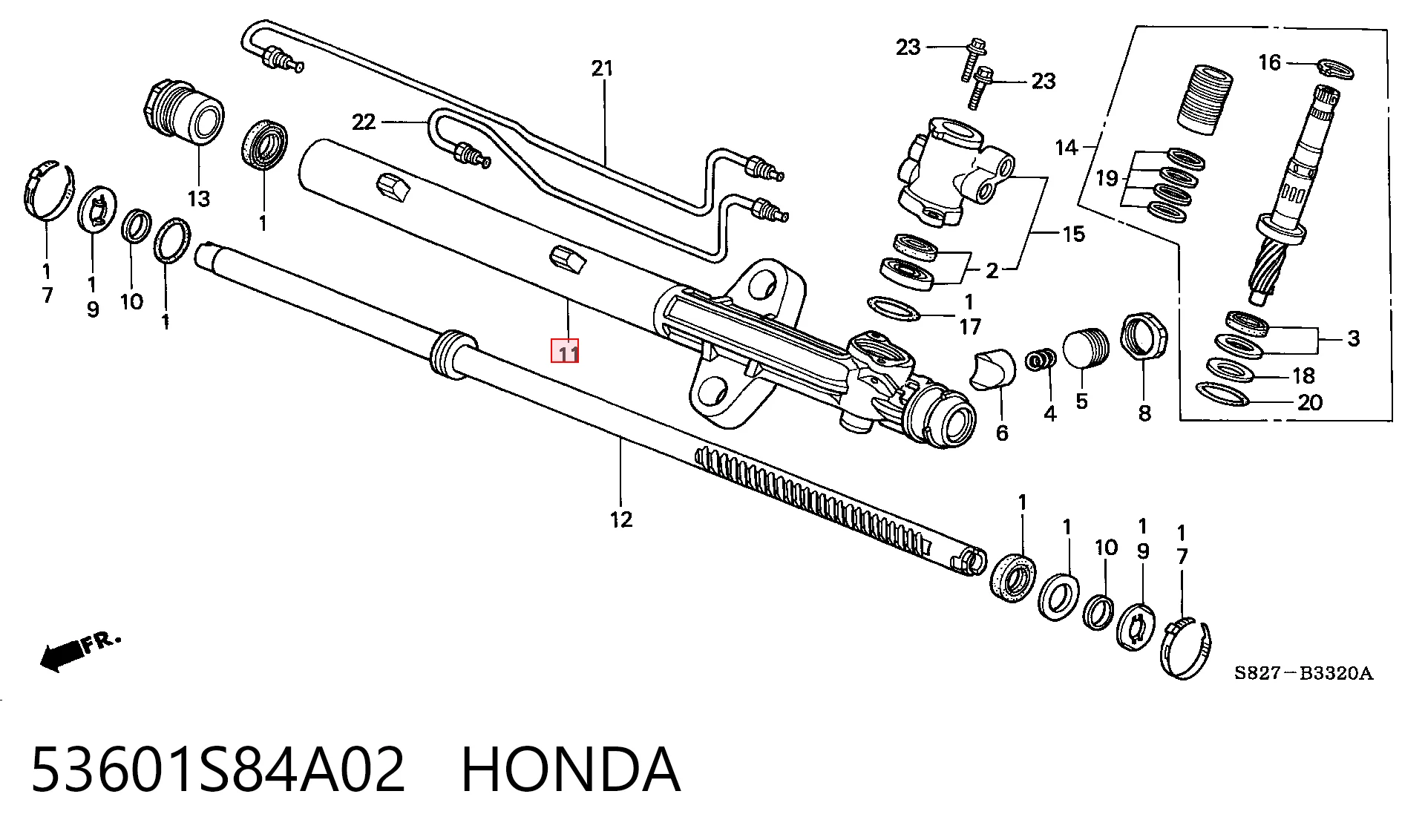 53601S84A02 Honda Рейковий рульовий механізм