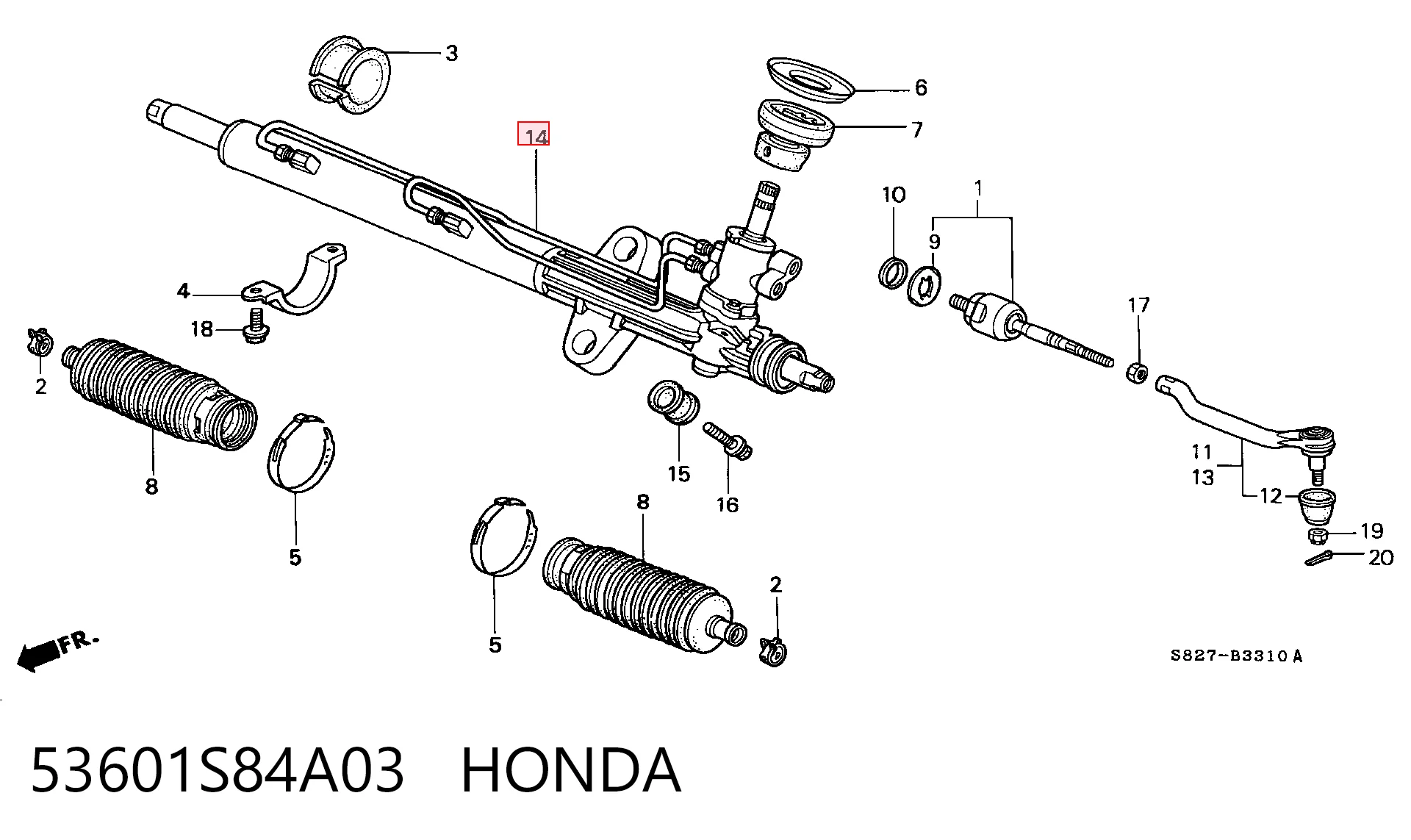 53601S84A03 Honda Рейковий рульовий механізм