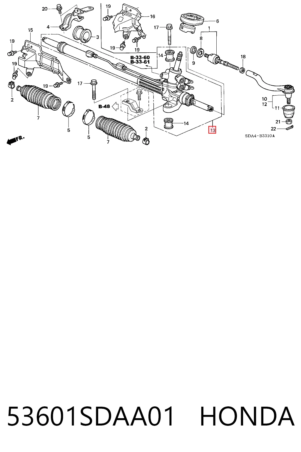 53601SDAA01 Honda Рейковий рульовий механізм