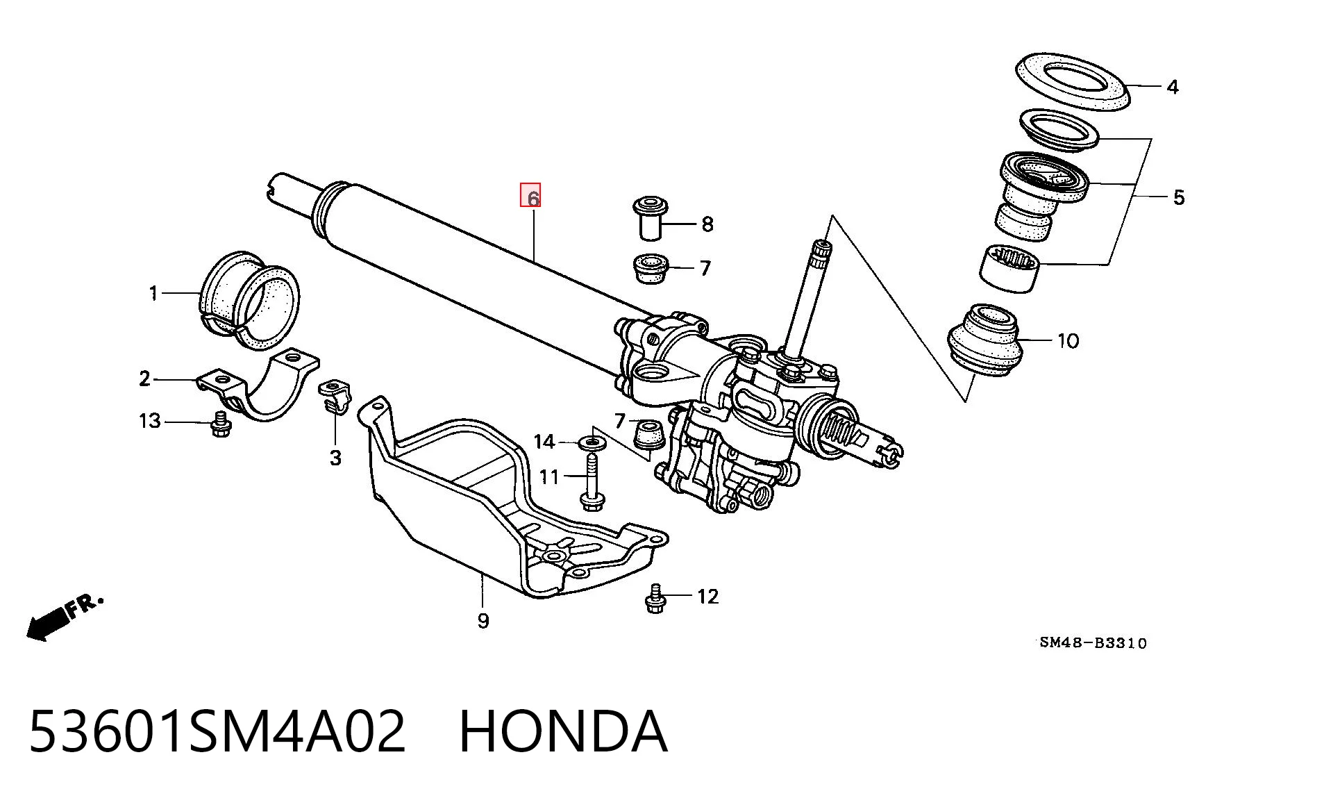 53601SM4A02 Honda Рейковий рульовий механізм