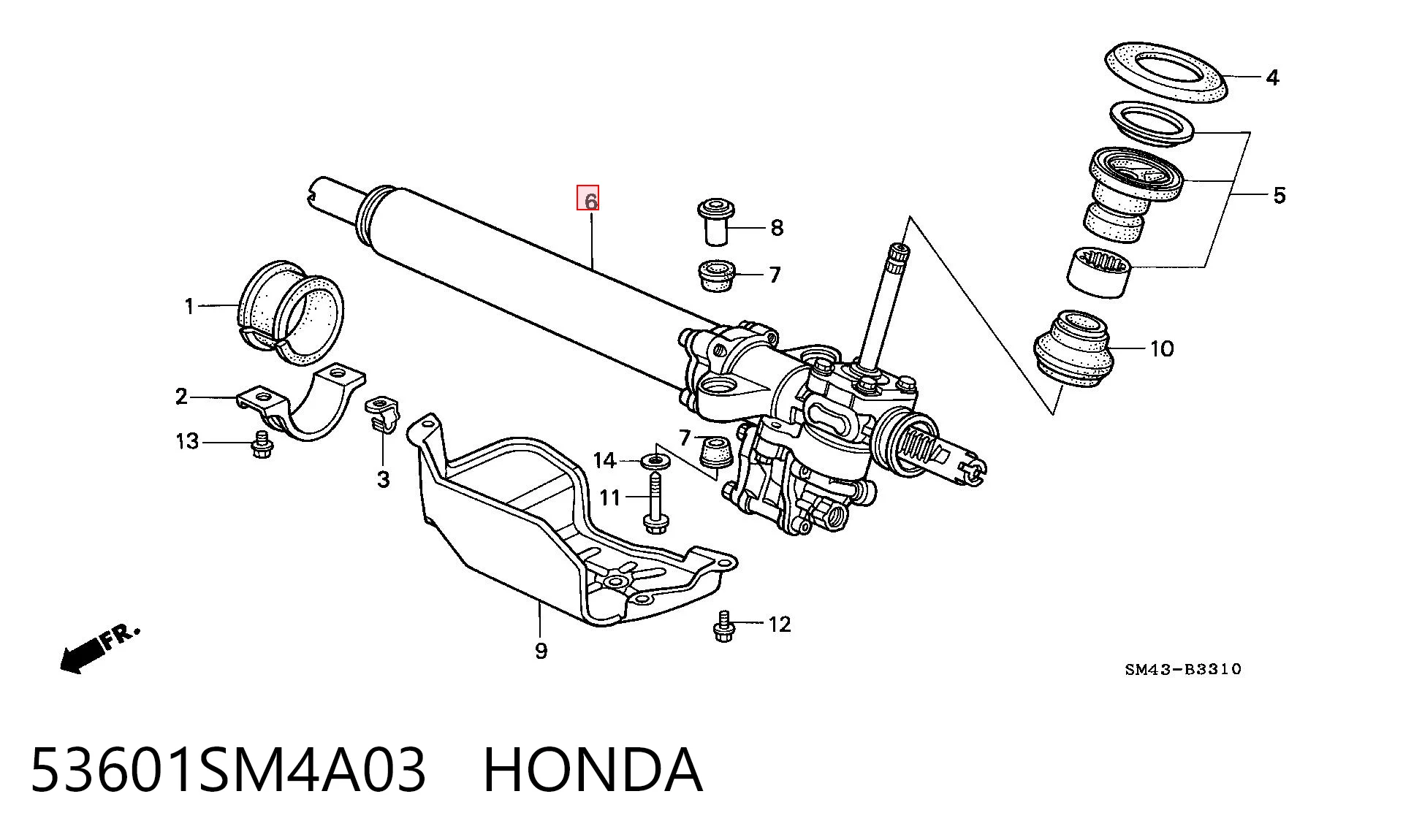53601SM4A03 Honda Рейковий рульовий механізм