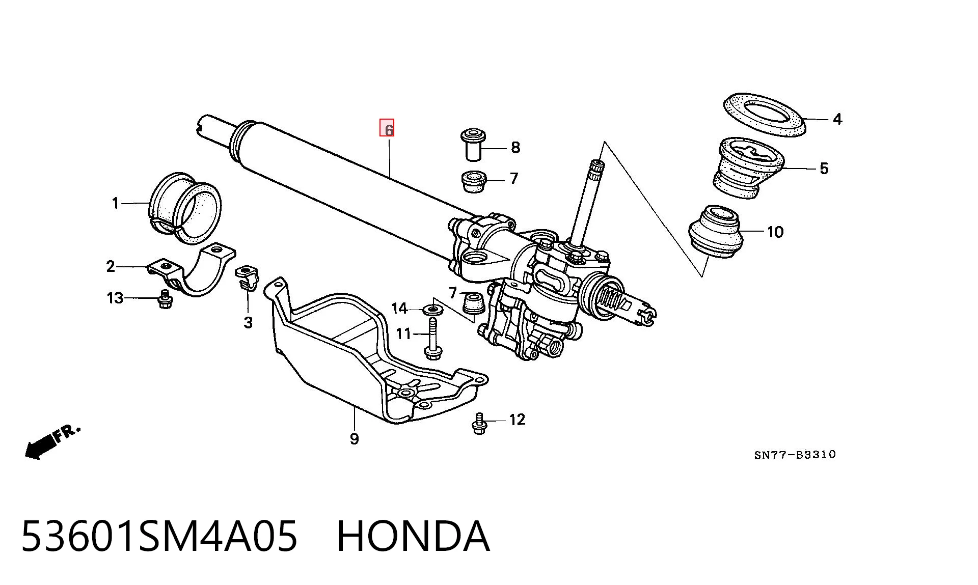 53601SM4A05 Honda Рейковий рульовий механізм