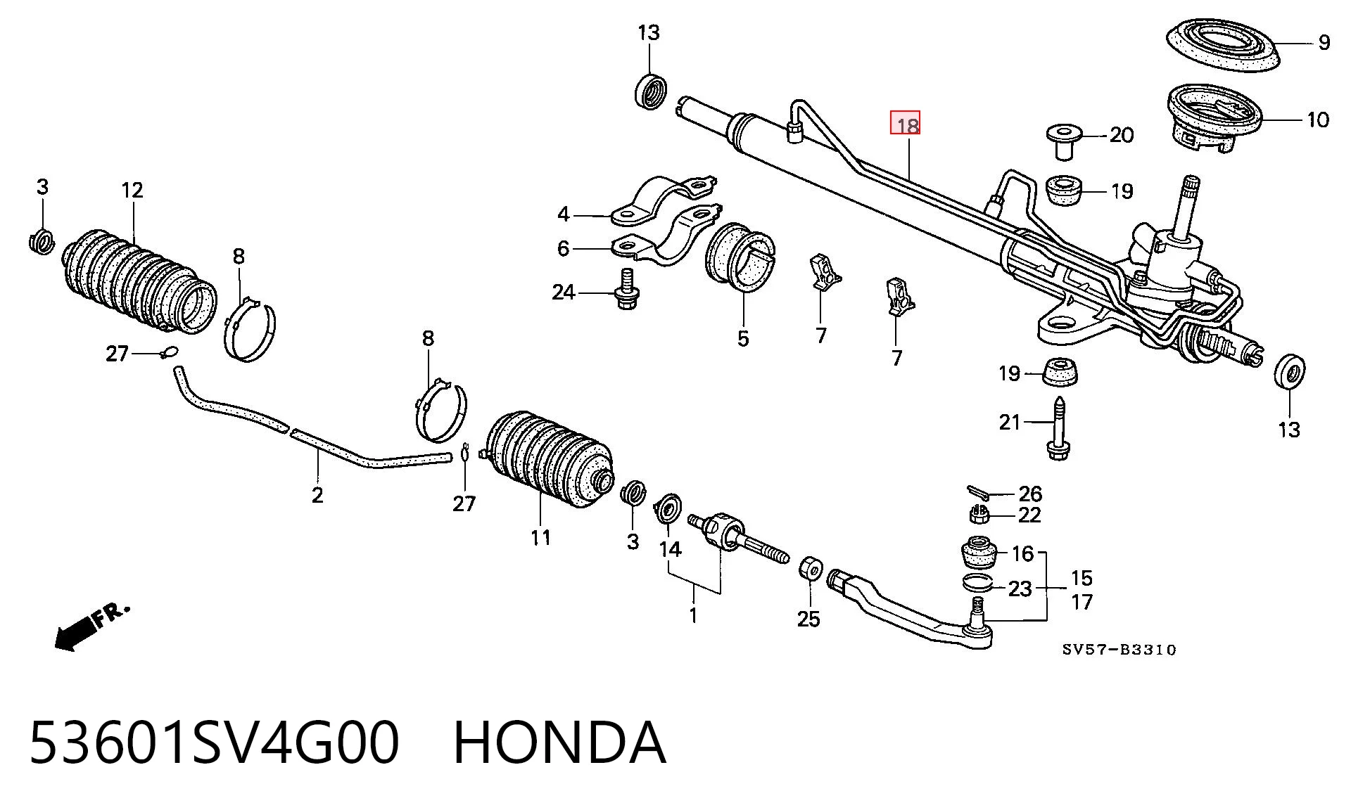 53601SV4G00 Honda Рейковий рульовий механізм
