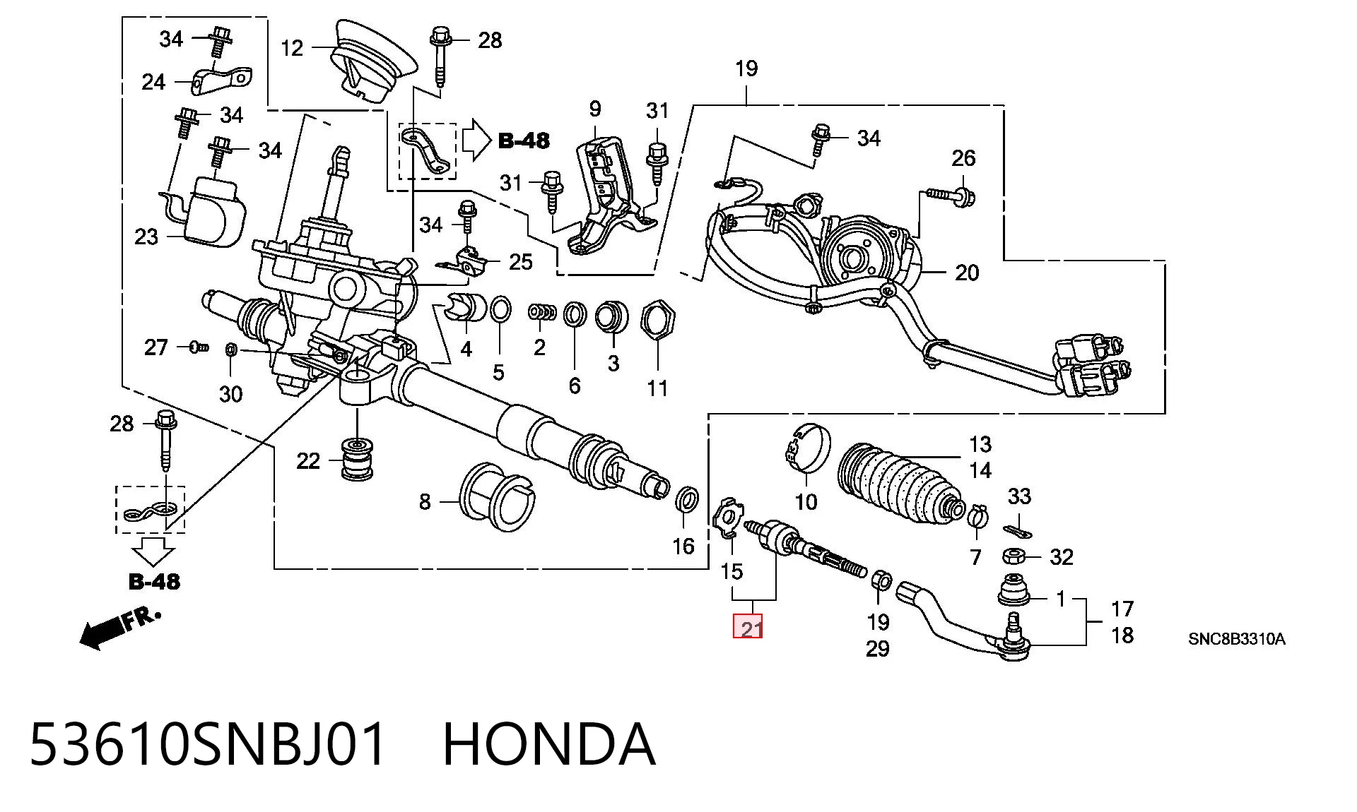 53610SNBJ01 Honda Тяги кермові