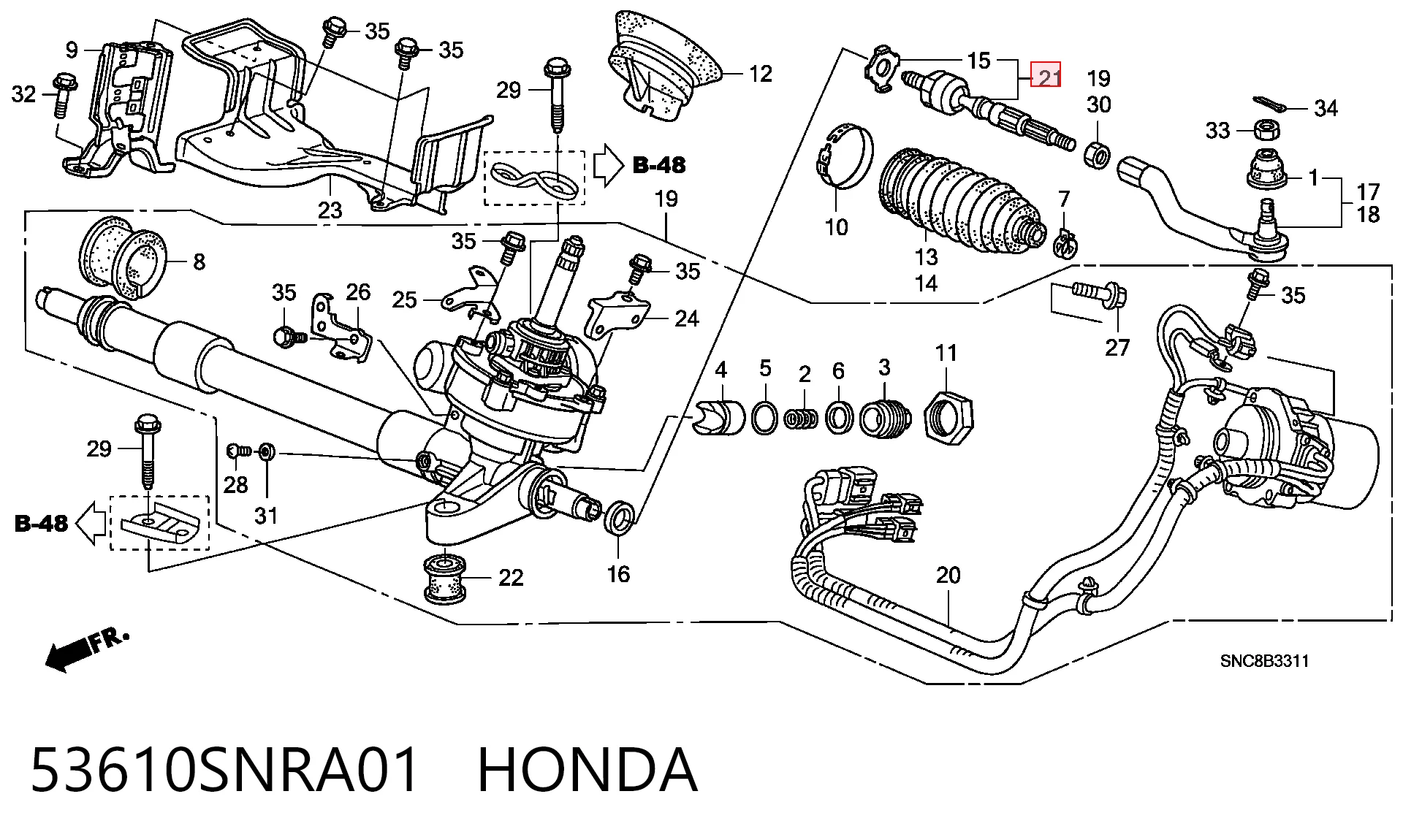 53610SNRA01 Honda Тяги кермові