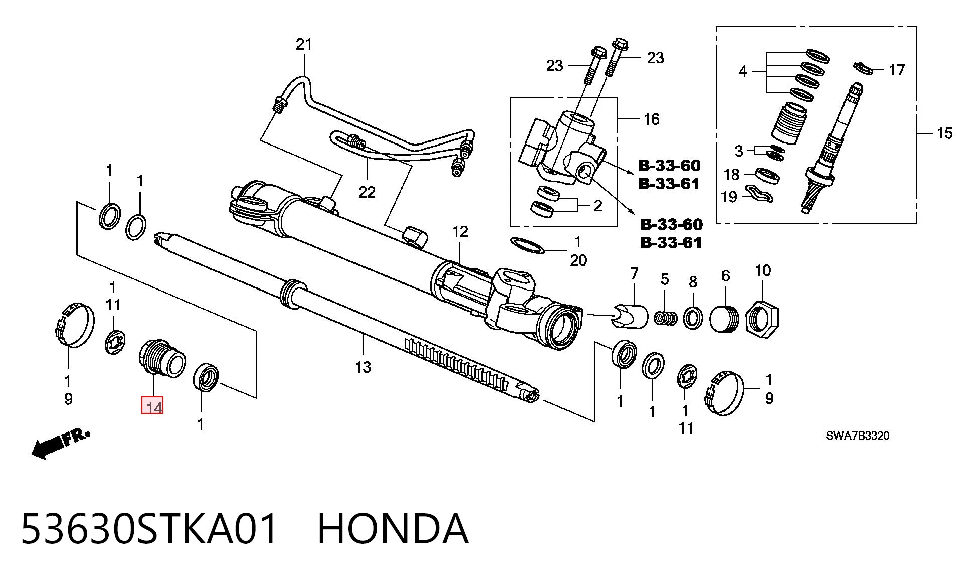 53630STKA01 Honda Гайка стопорная кермової рейки