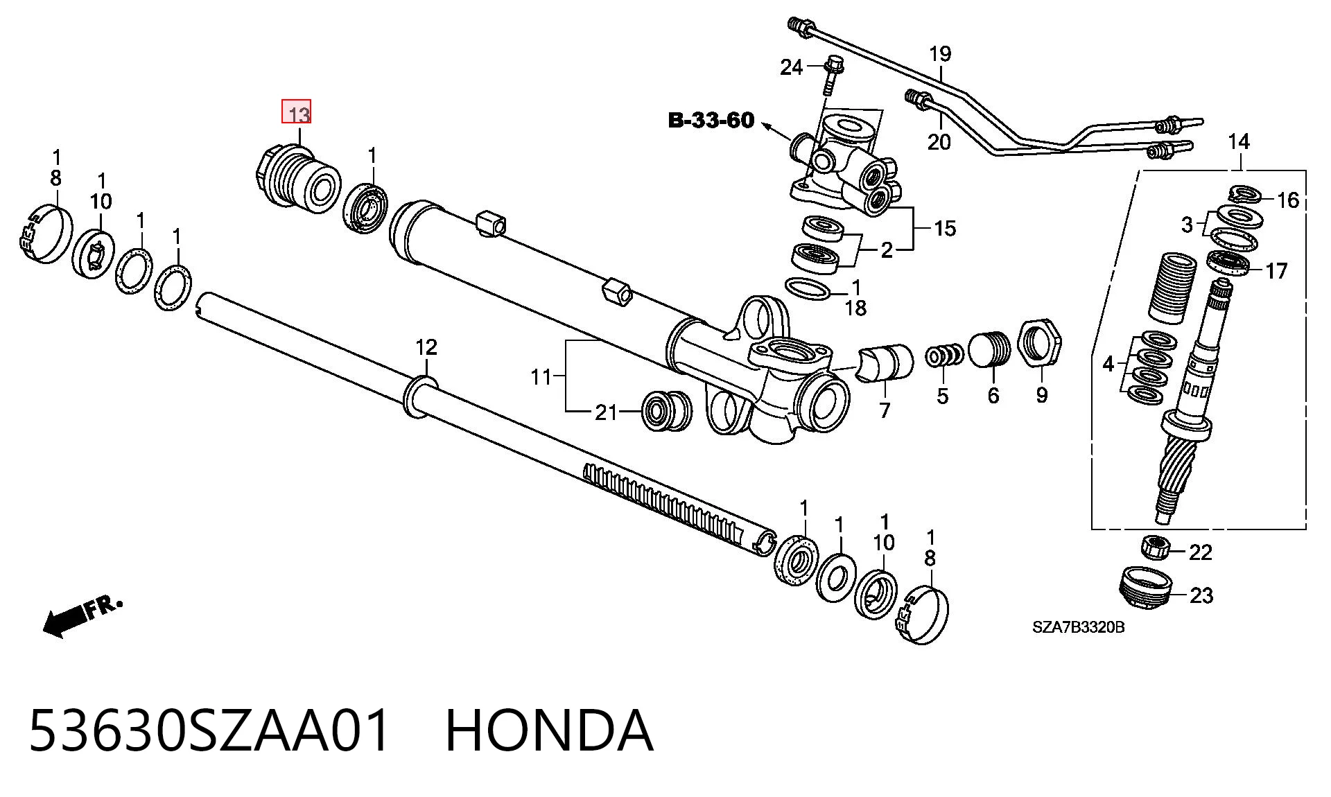 53630SZAA01 Honda Гайка стопорная кермової рейки
