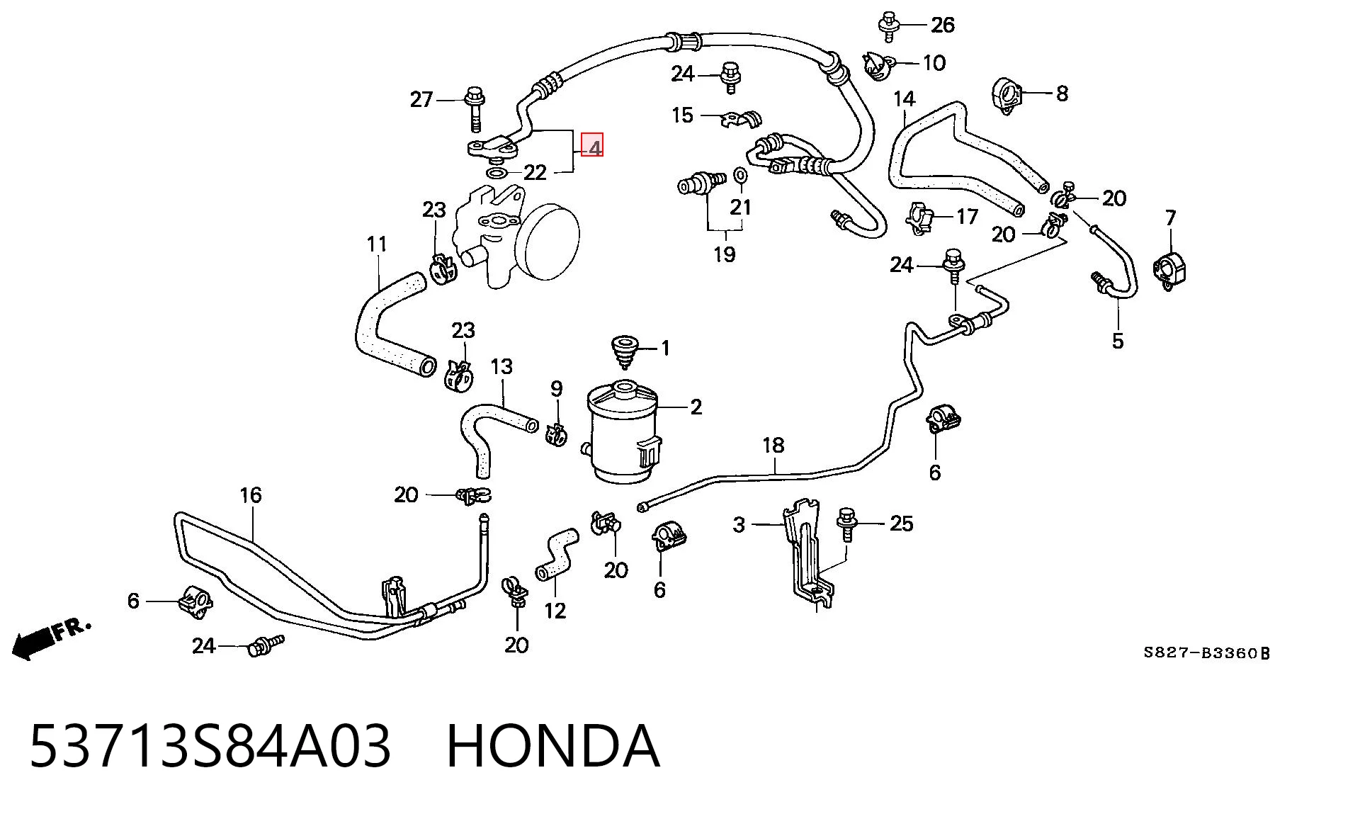 53713S84A03 Honda Трубка високого тиску ГПК
