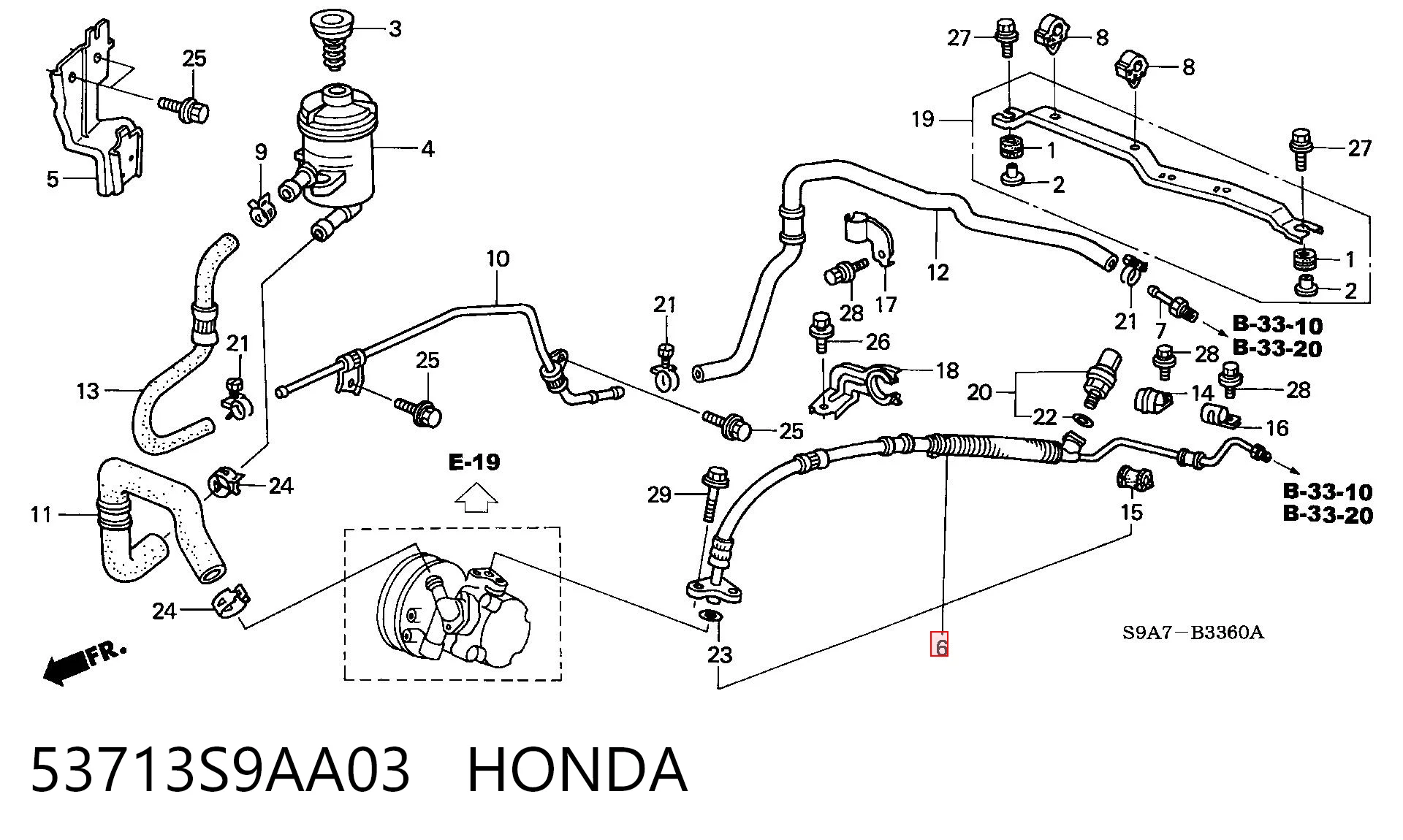 53713S9AA03 Honda Трубка високого тиску ГПК