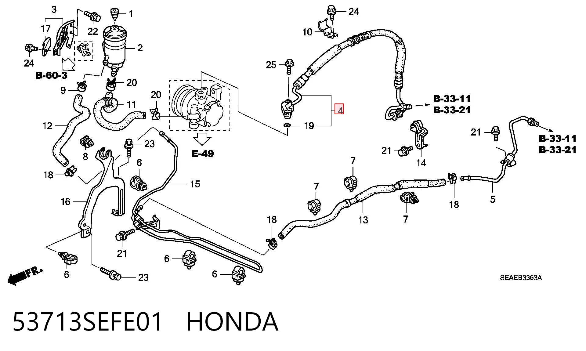53713SEFE01 Honda Трубка високого тиску ГПК