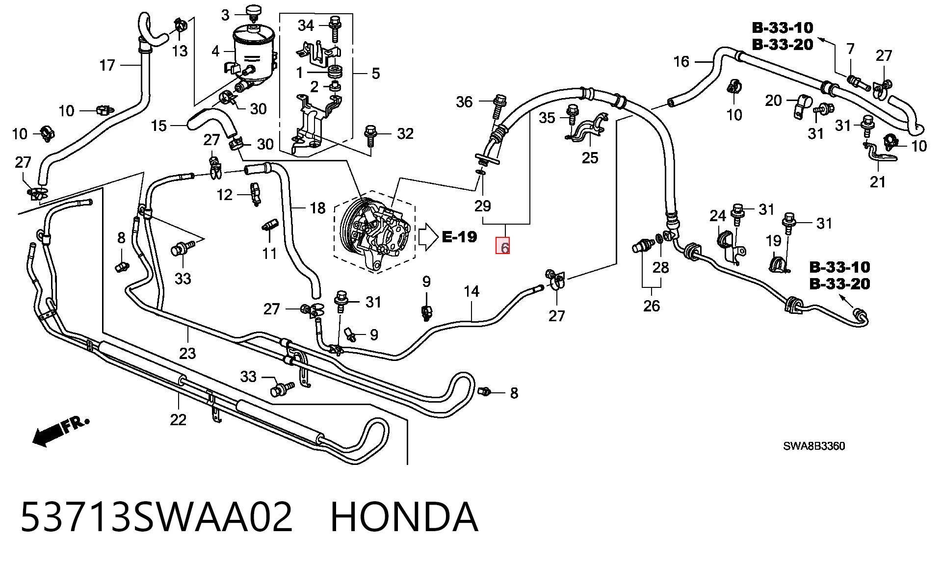 53713SWAA02 Honda Трубка високого тиску ГПК