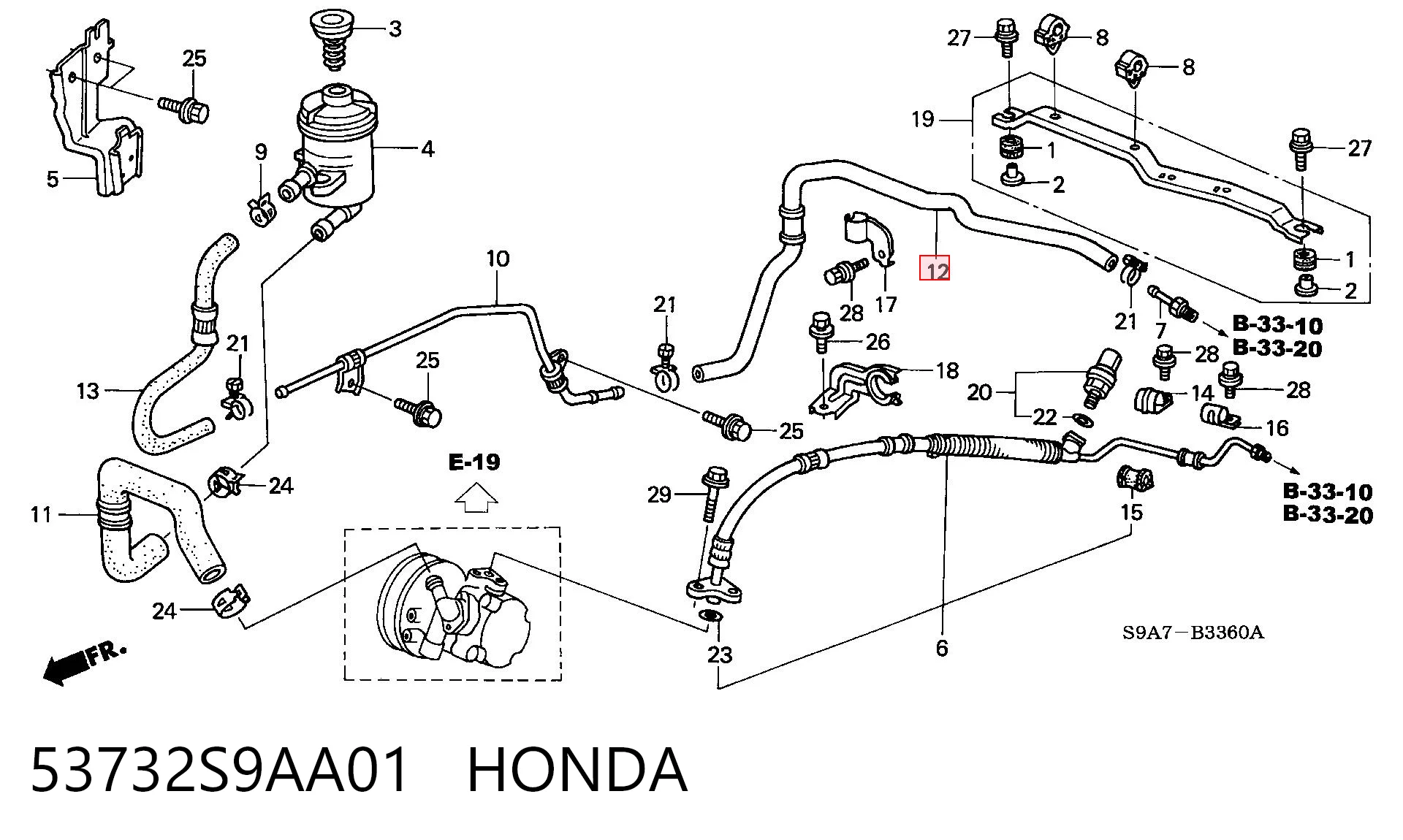 53732S9AA01 Honda Трубка паливна, зворотня від форсунок
