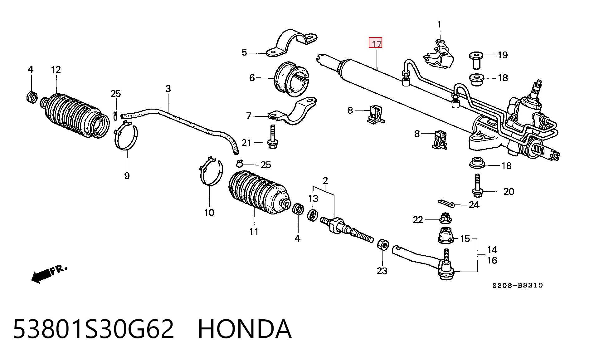 Рейковий рульовий механізм на Honda Prelude V BB