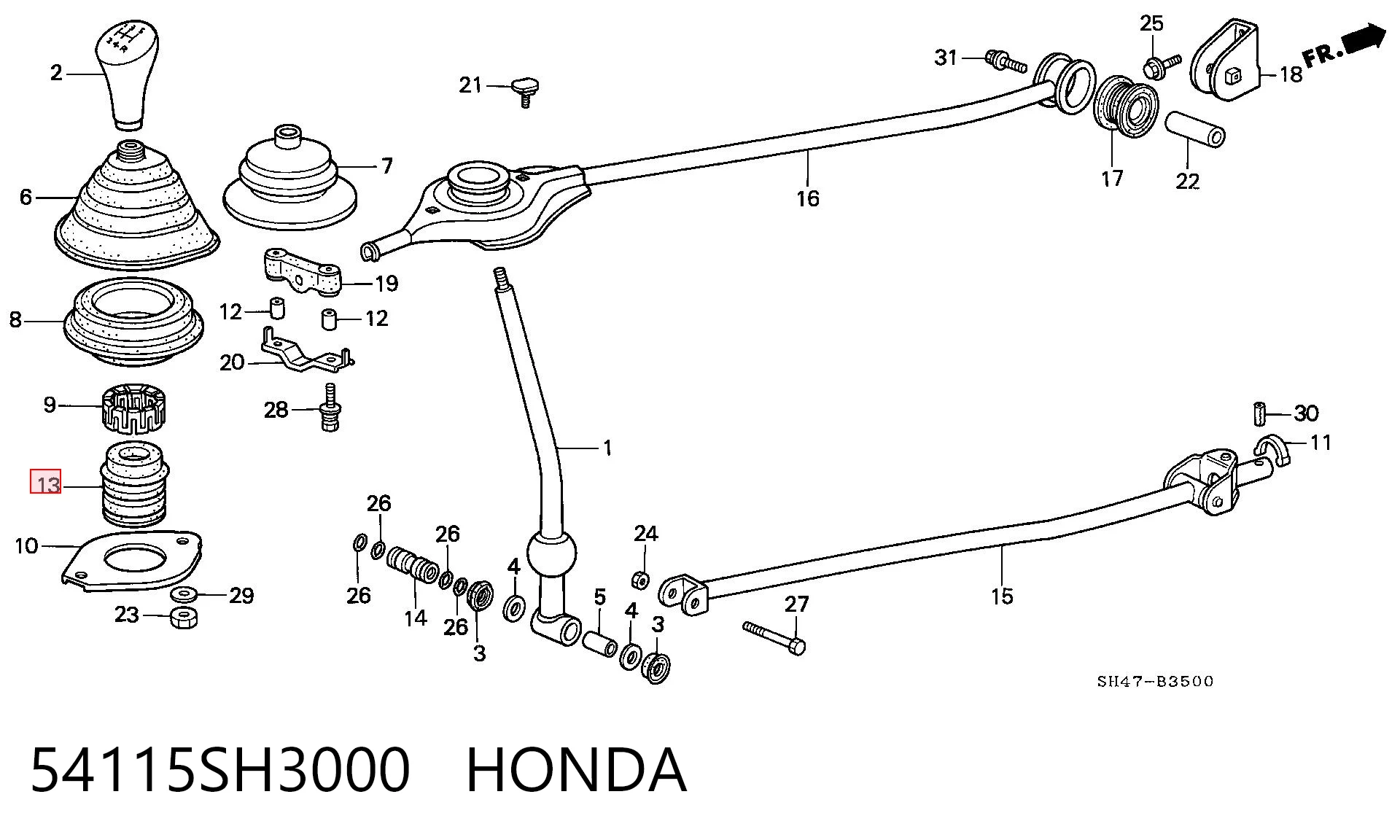 54115SH3000 Honda Пильник куліси перемикання передач