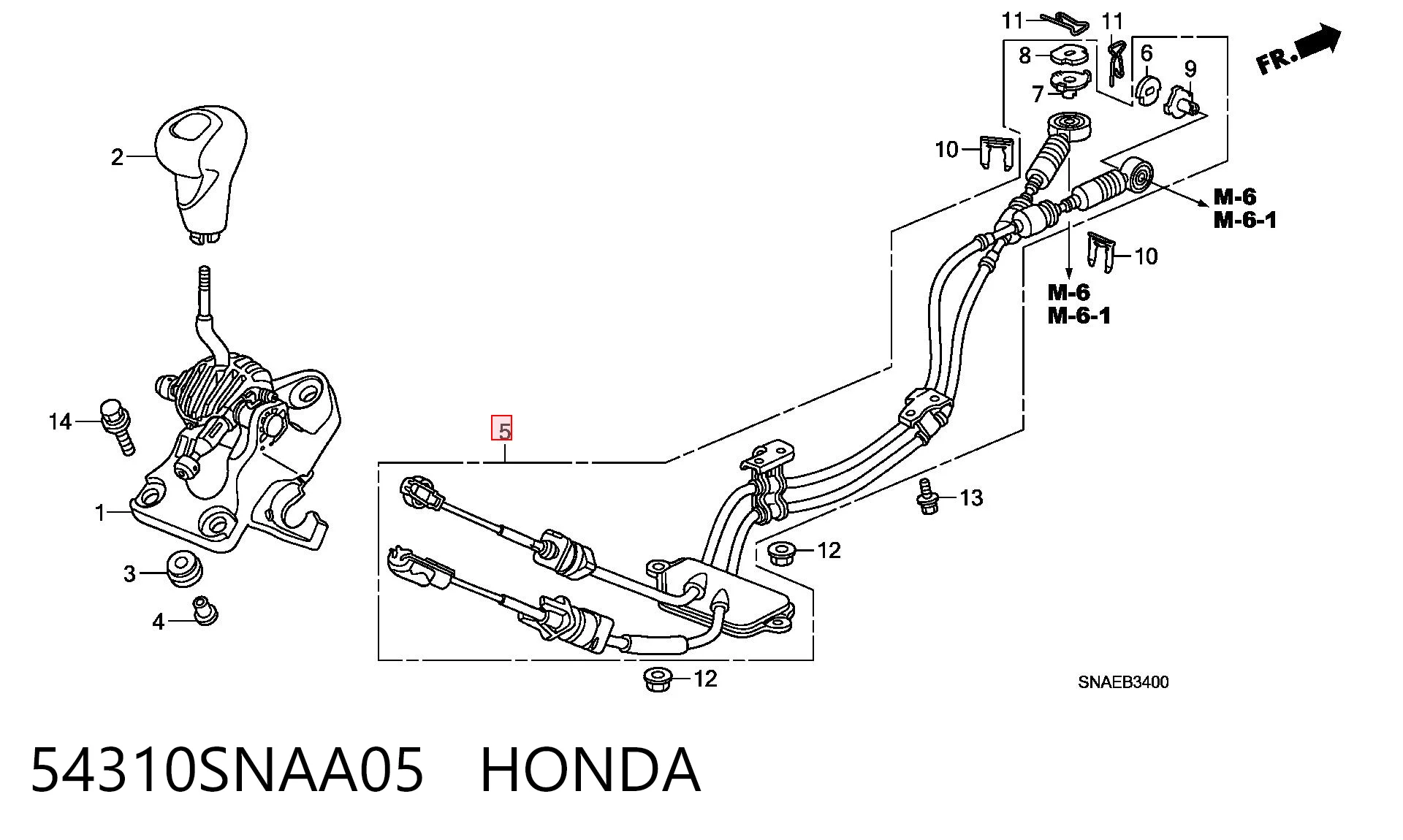 Трос коробки передач на Honda Civic VIII FD, FA