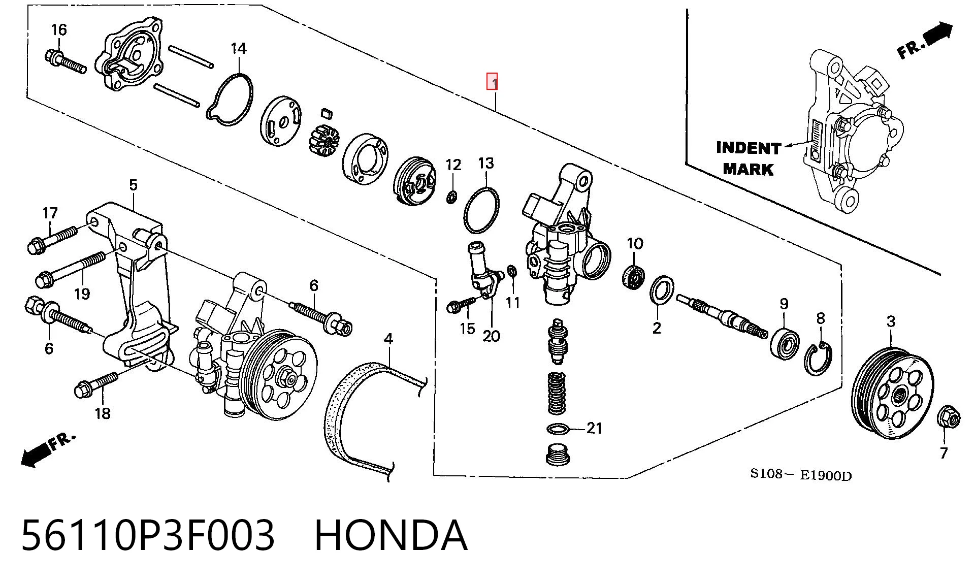 56110P3F003 Honda Насос гідропідсилювача