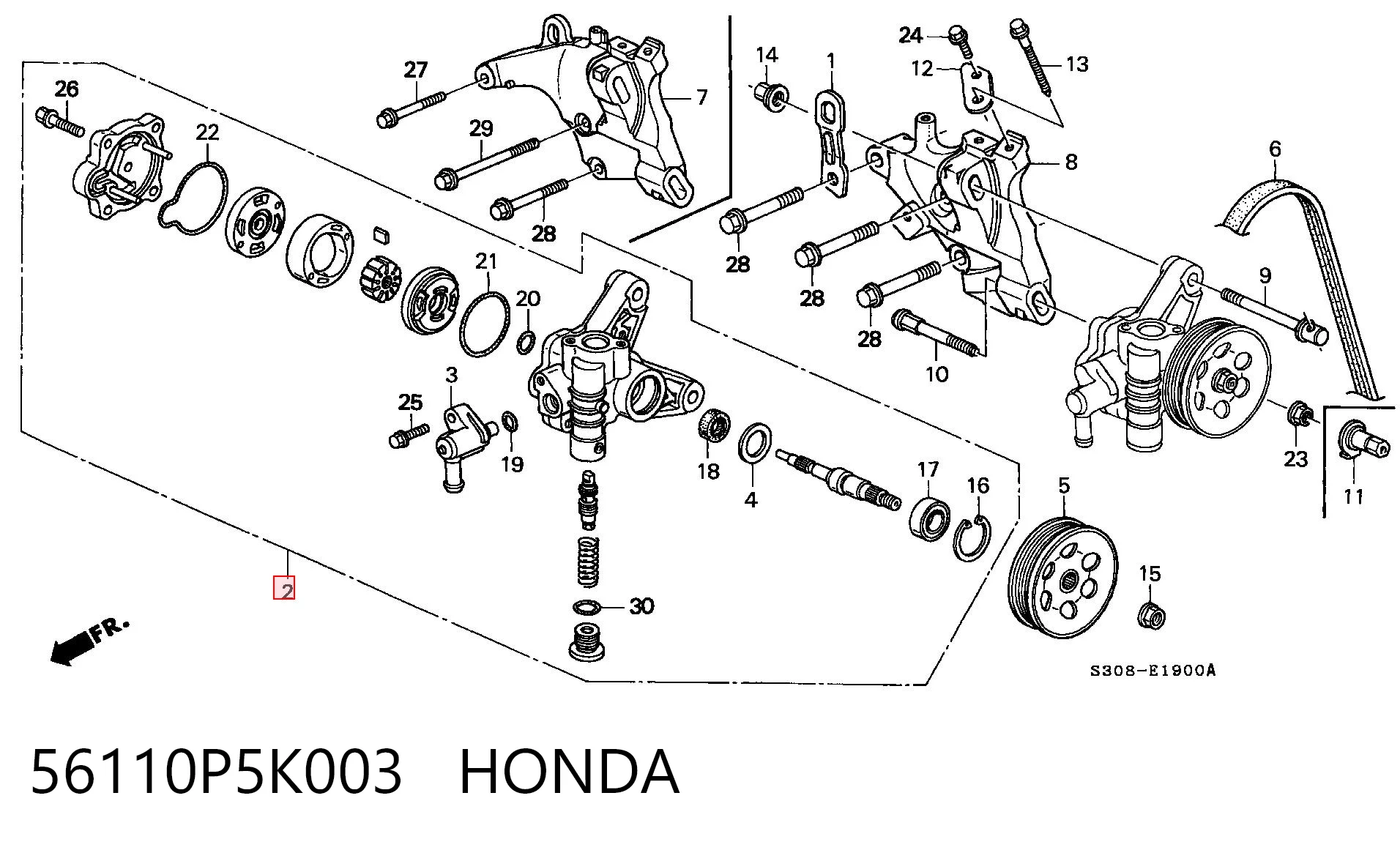 Насос гідропідсилювача на Honda Prelude V BB