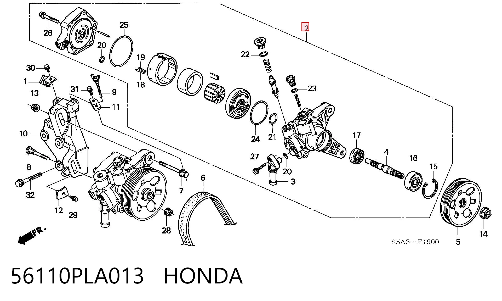56110PLA013 Honda Насос гідропідсилювача