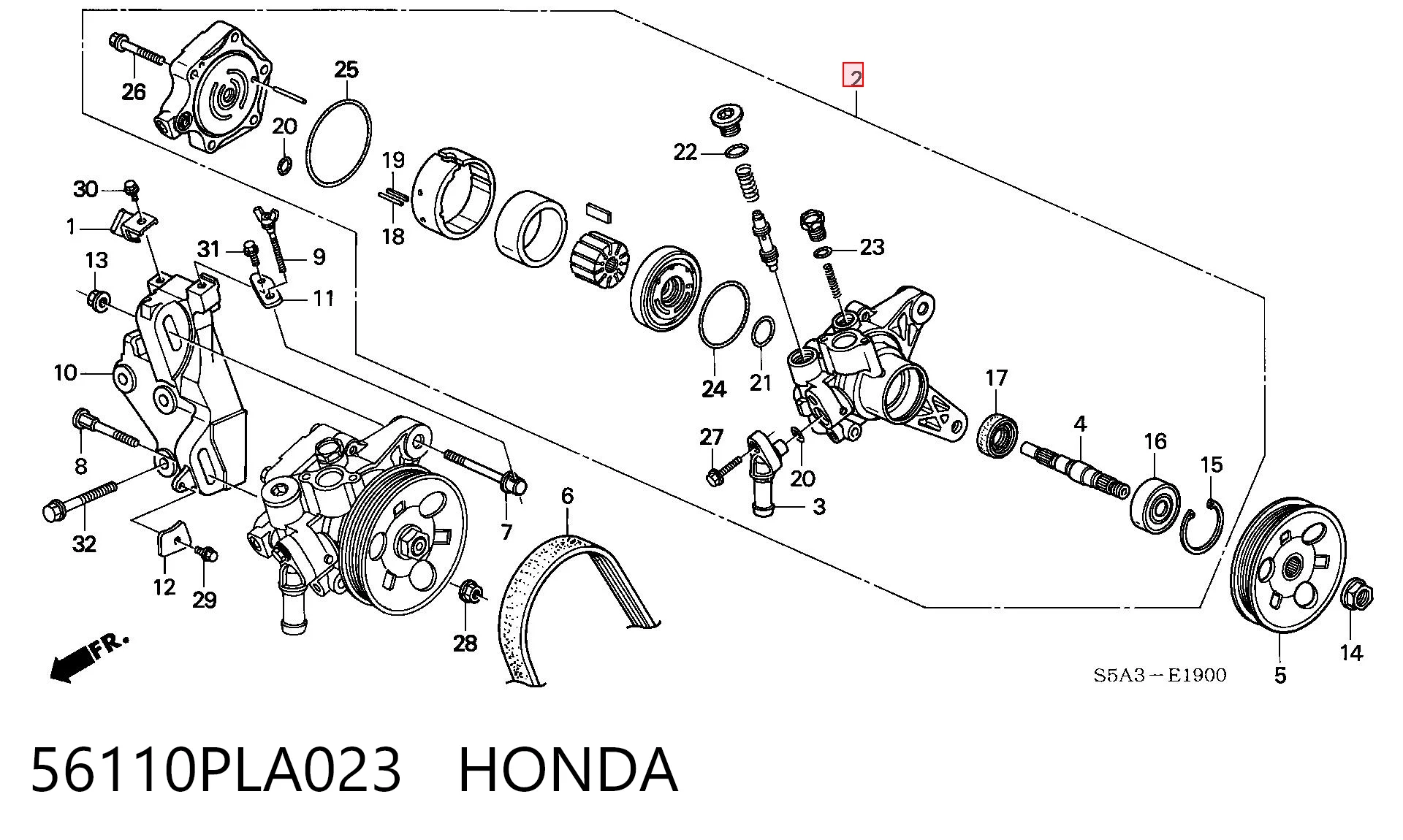 56110PLA023 Honda Насос гідропідсилювача