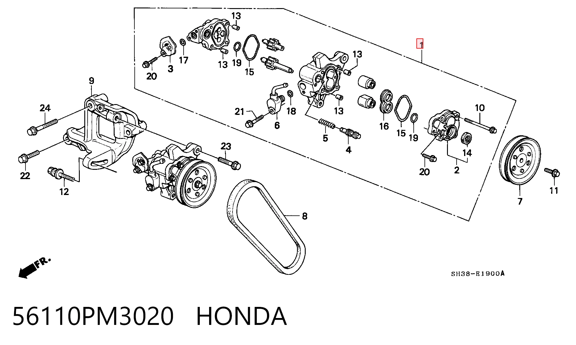 Насос гідропідсилювача на Honda Civic IV ED, EF