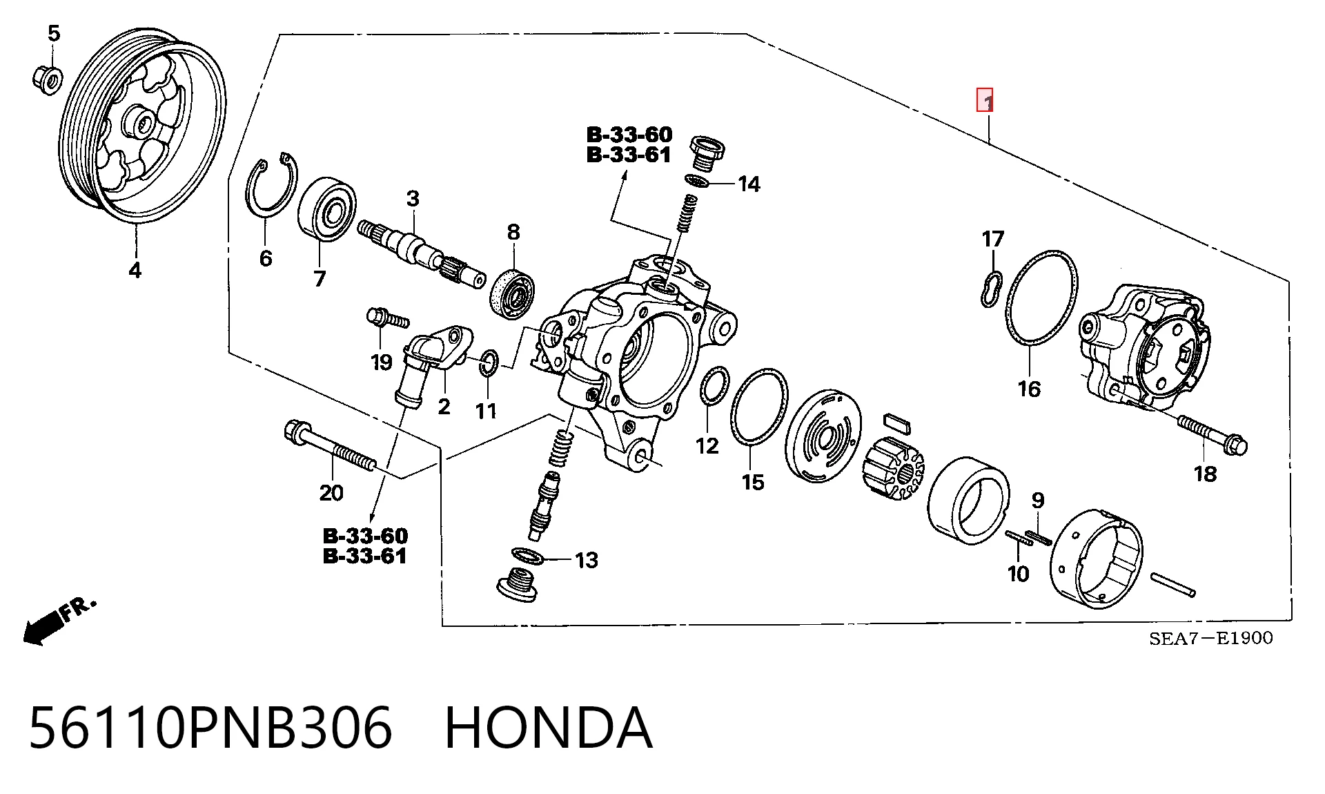 56110PNB306 Honda Насос гідропідсилювача