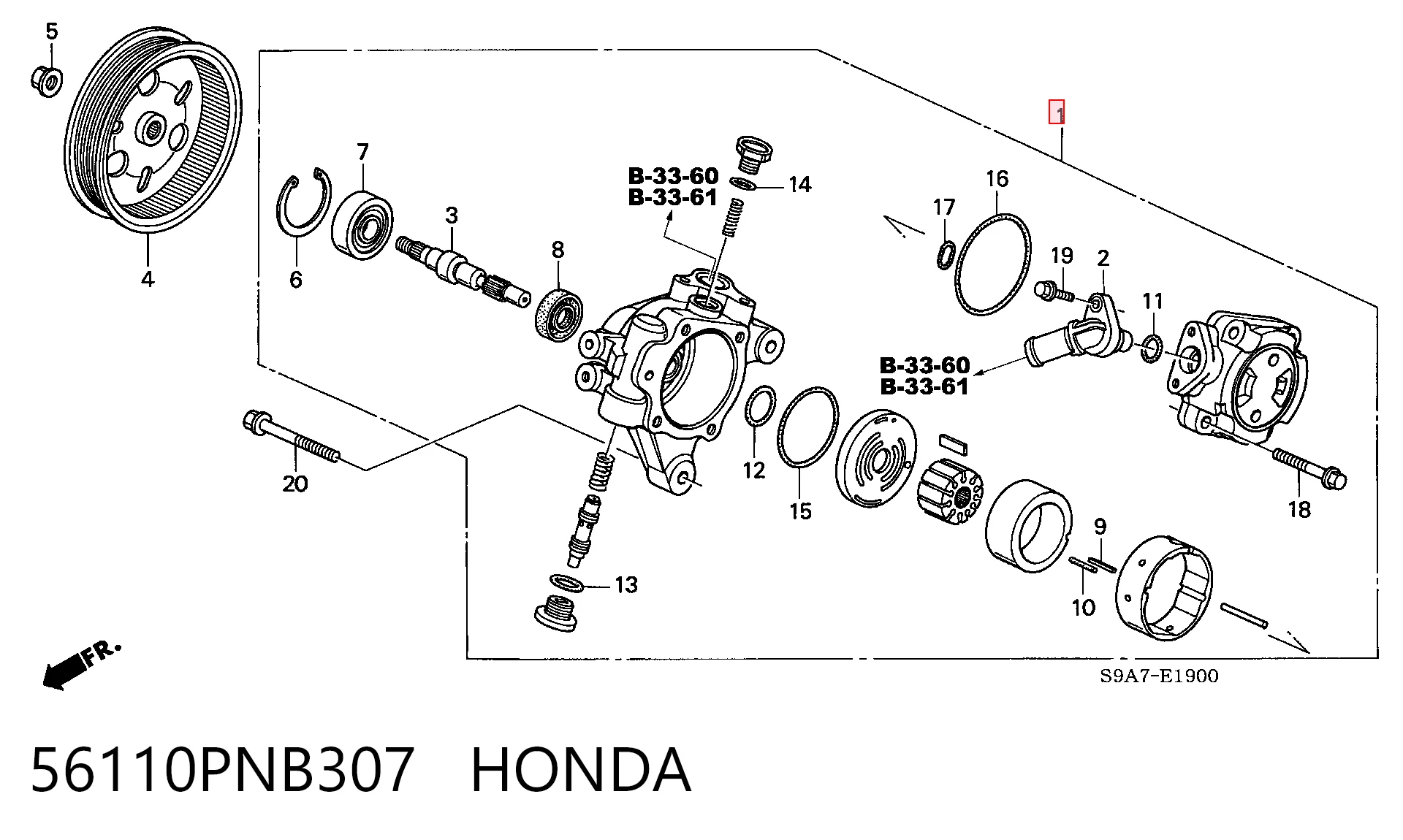 56110PNB307 Honda Насос гідропідсилювача