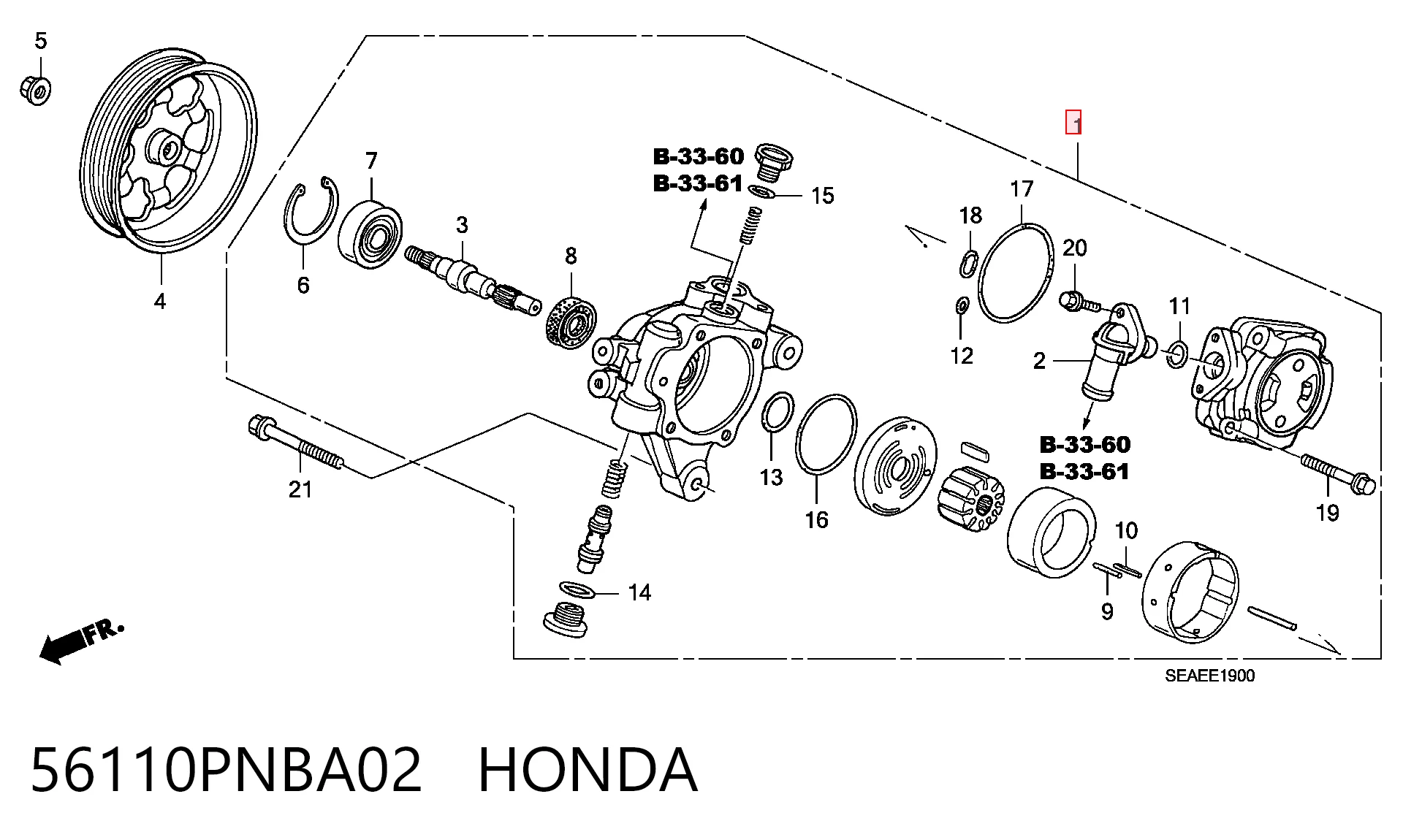 56110PNBA02 Honda Насос гідропідсилювача