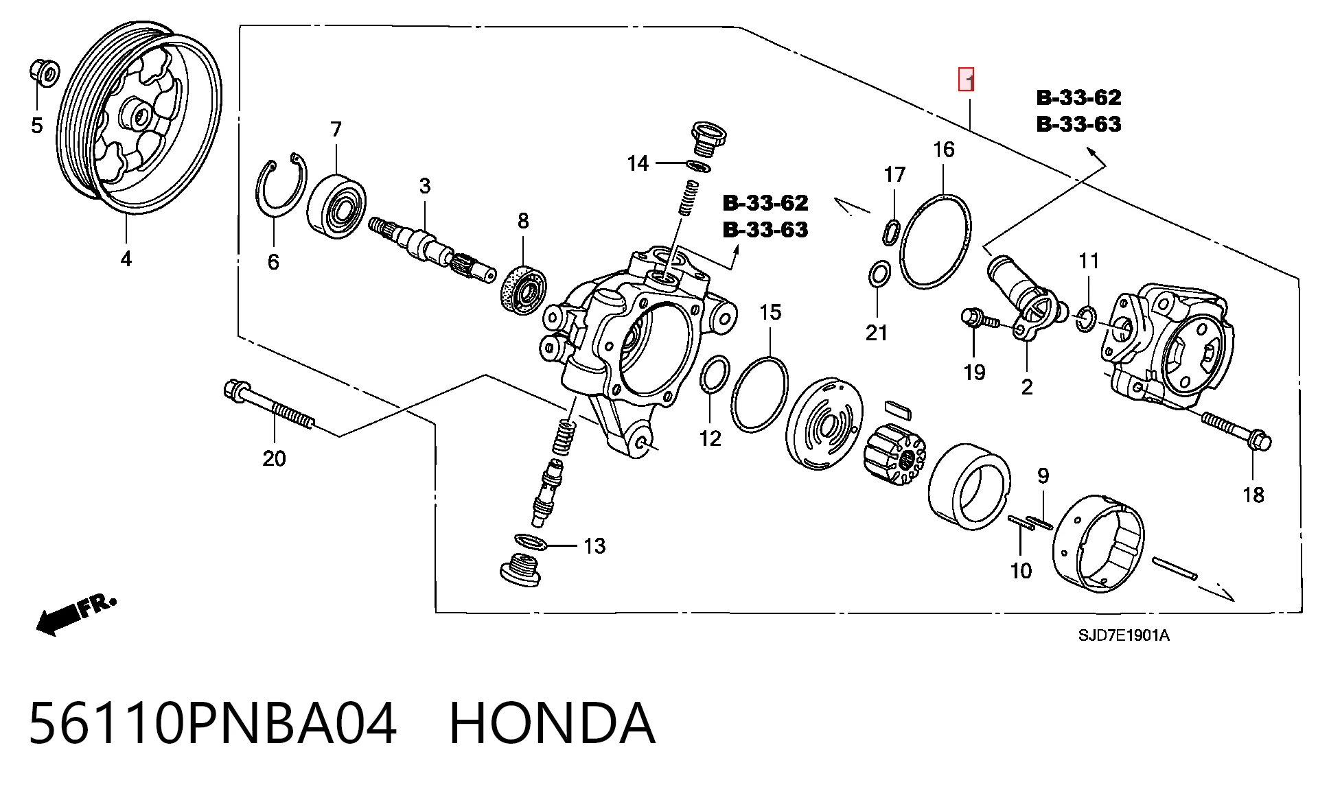 56110PNBA04 Honda Насос гідропідсилювача