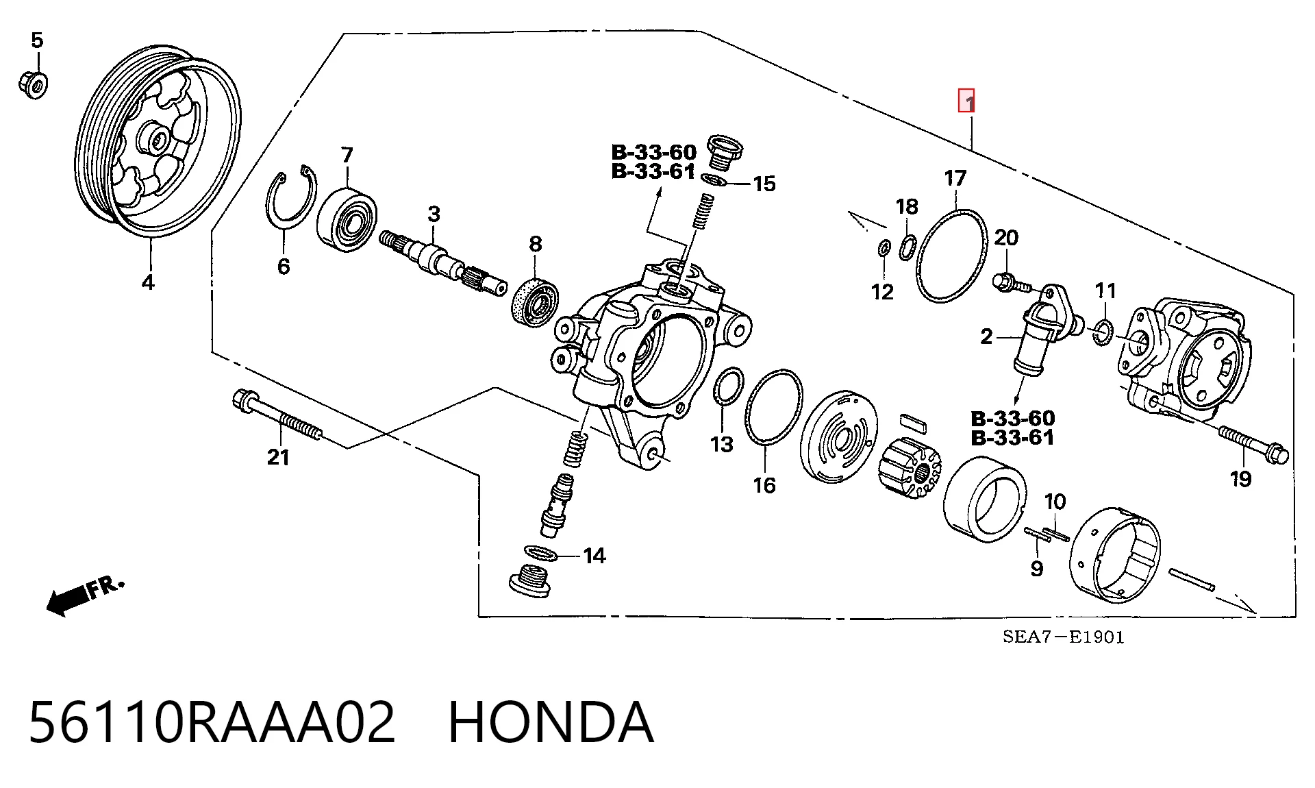 56110RAAA02 Honda Насос гідропідсилювача