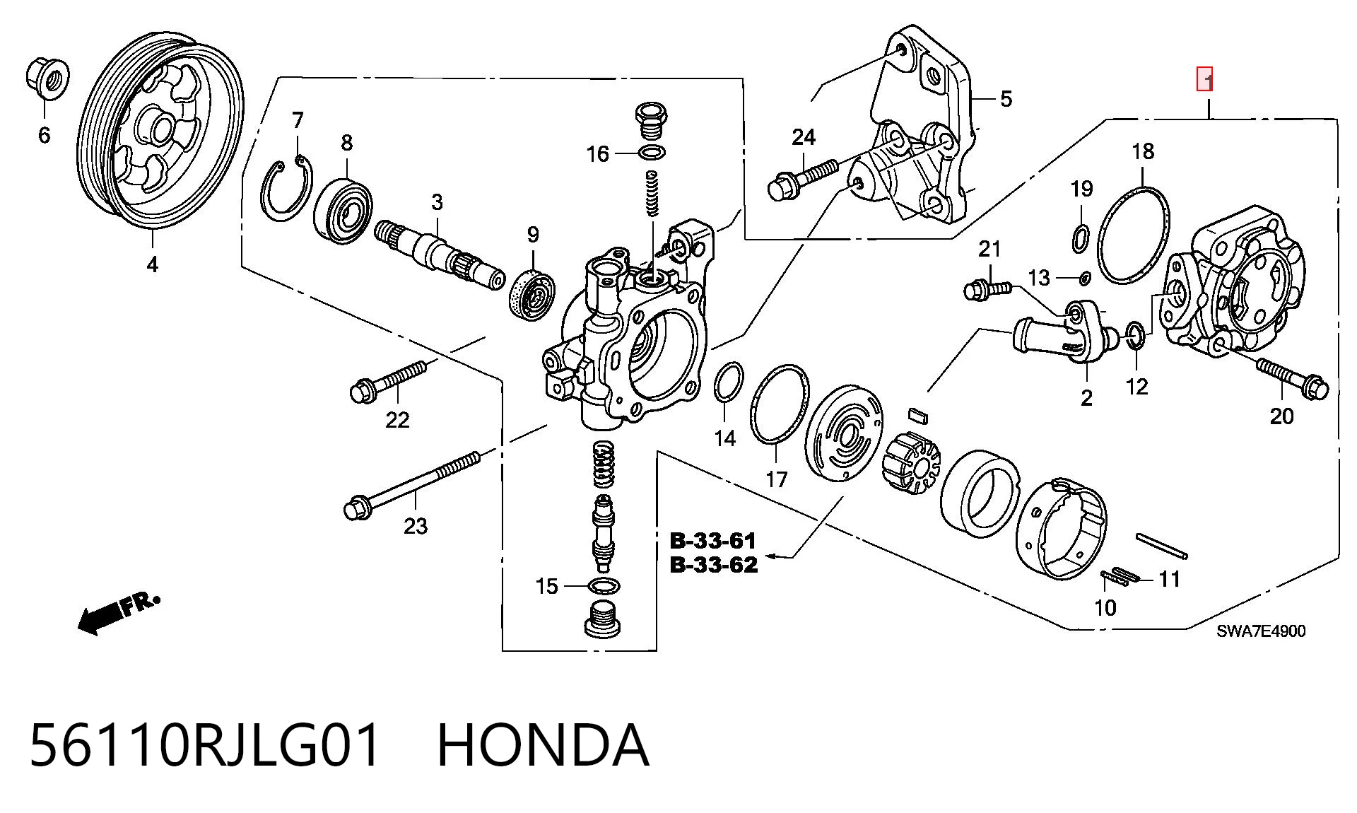56110RJLG01 Honda Насос гідропідсилювача