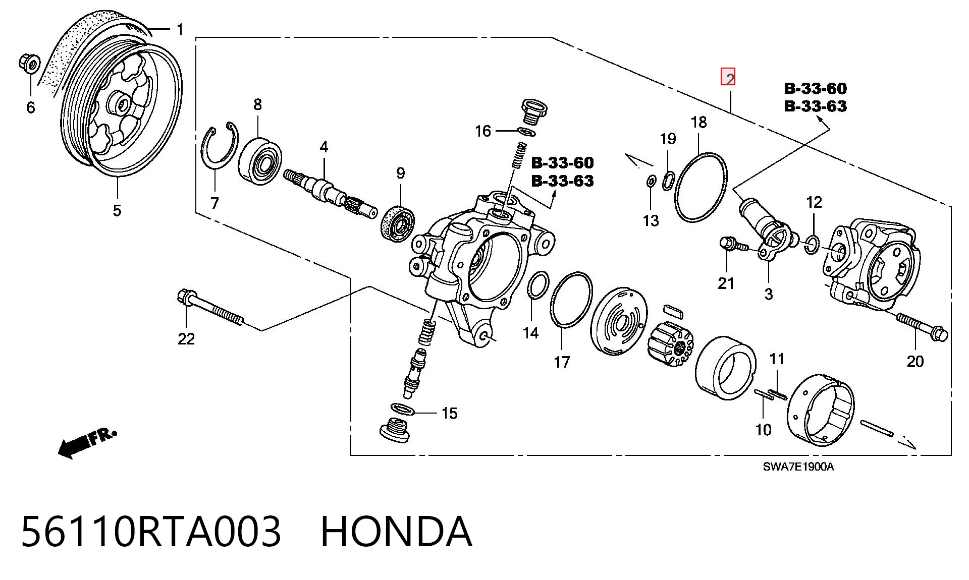 56110RTA003 Honda Насос гідропідсилювача