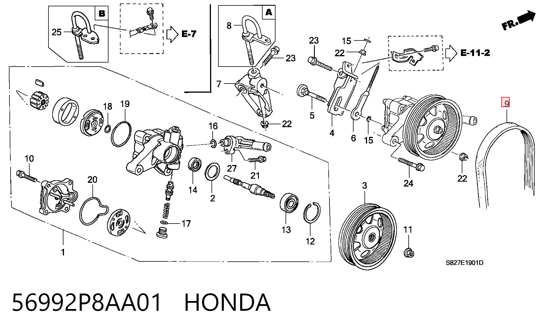 56992P8AA01 Honda Поліклиновий ремінь