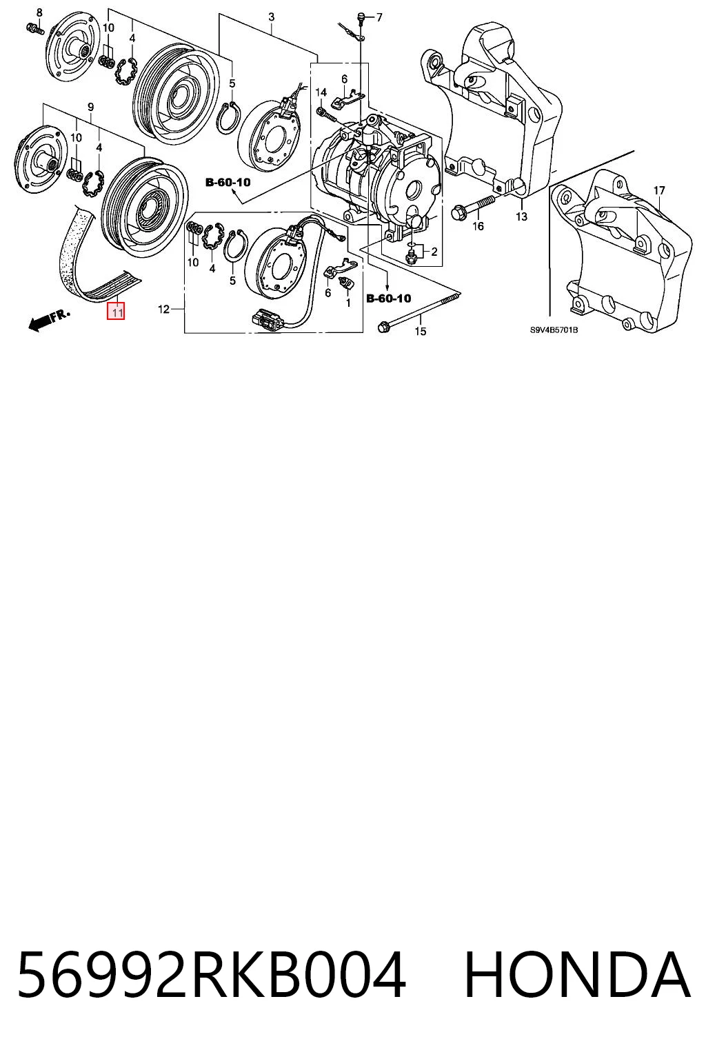 56992RKB004 Honda Поліклиновий ремінь
