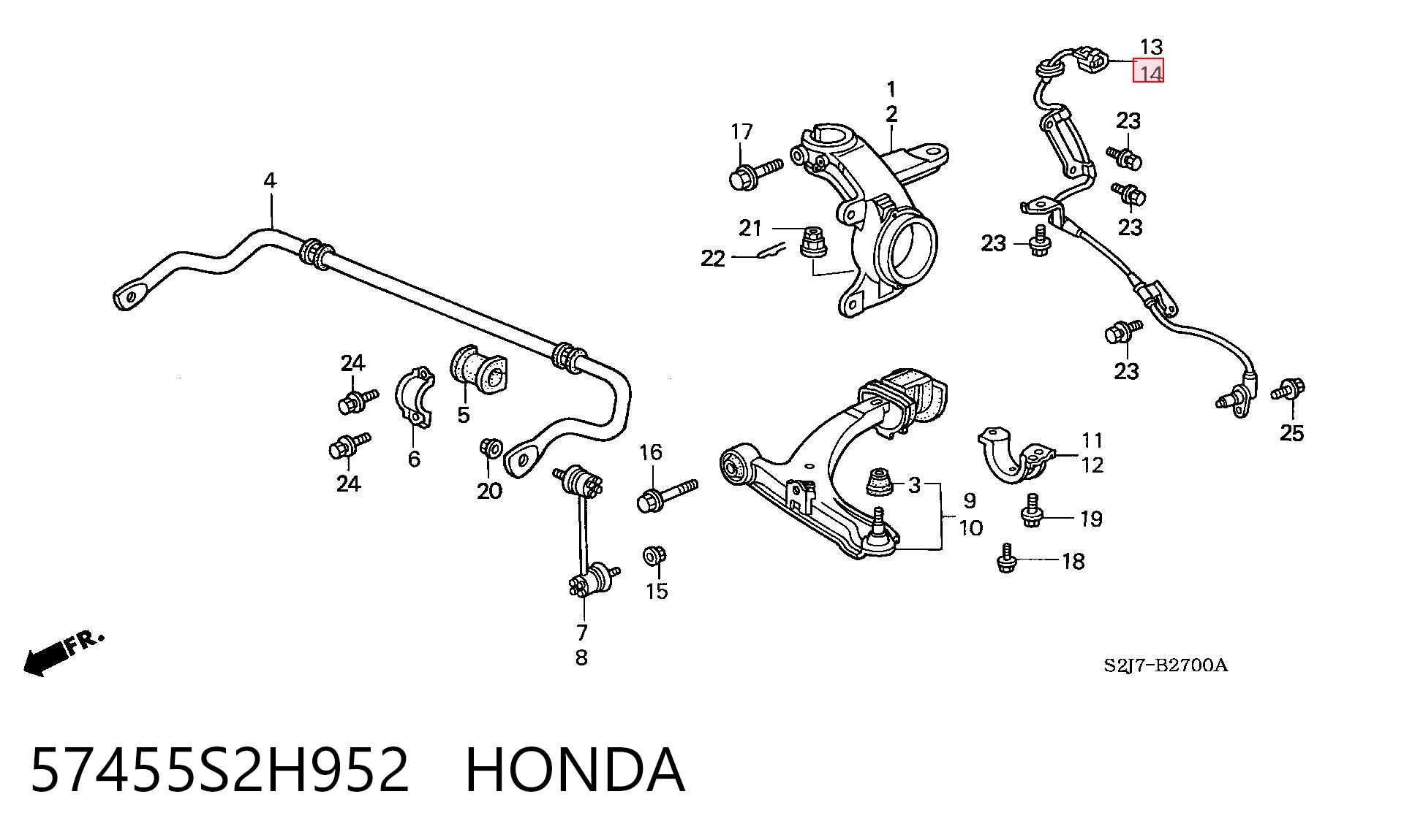 57455S2H952 Honda Сенсор АБС
