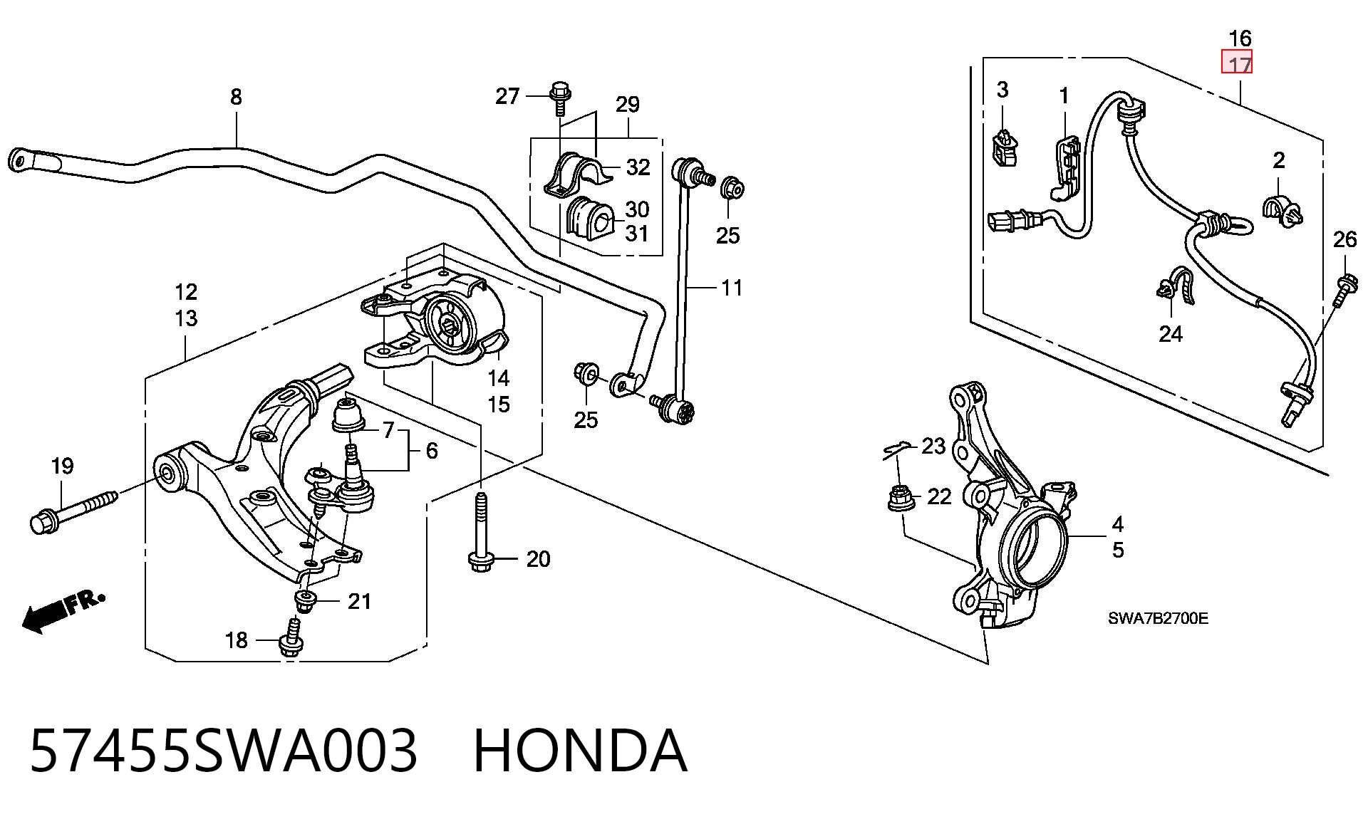 57455SWA003 Honda Сенсор АБС