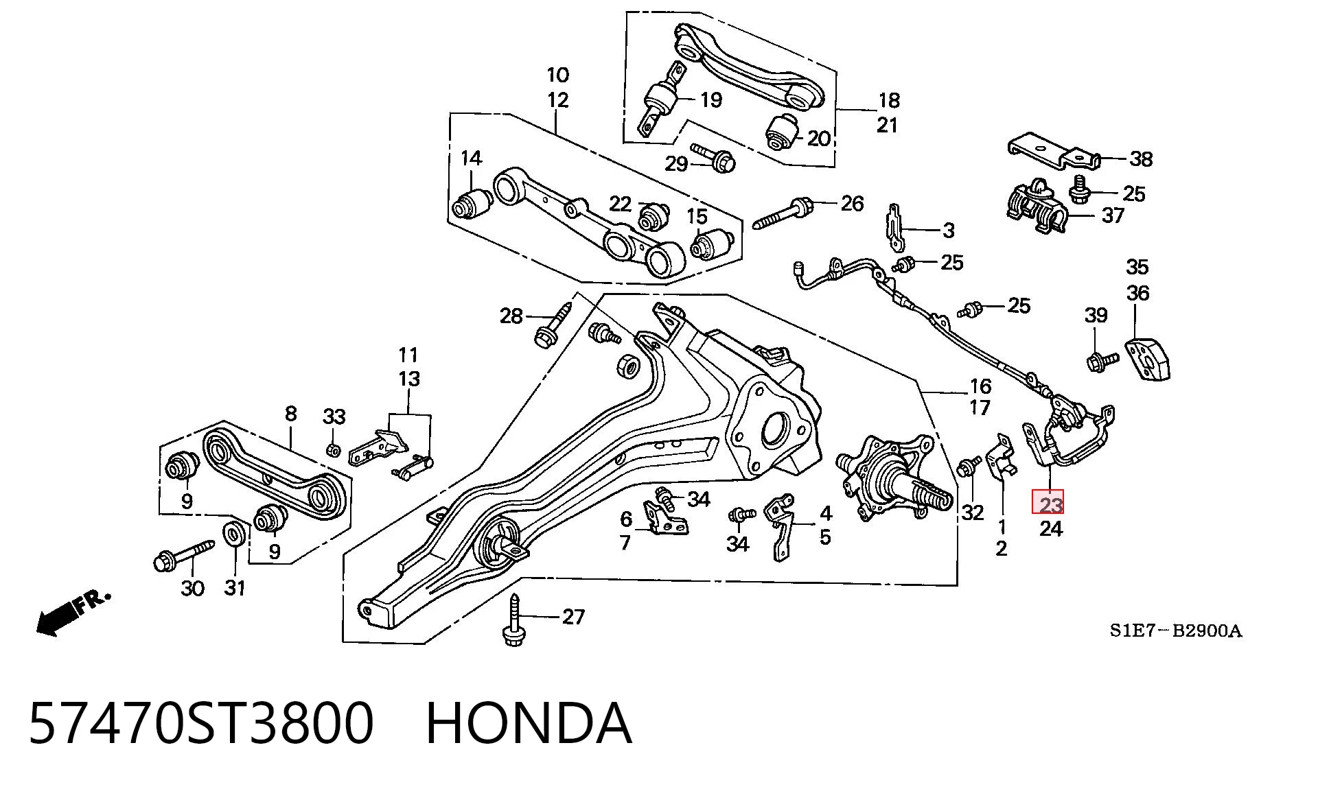 57470ST3800 Honda Датчик зносу гальмівних колодок, задній