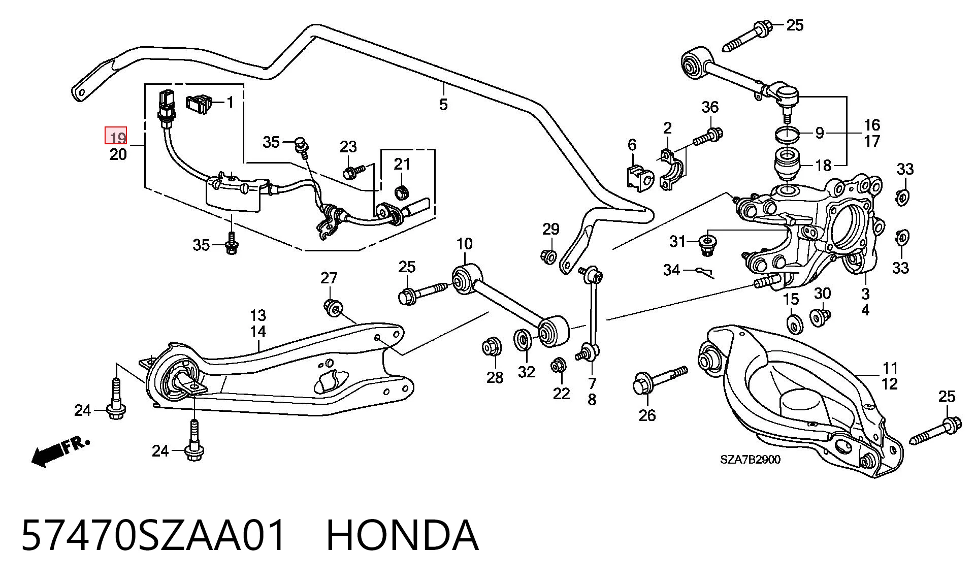 57470SZAA01 Honda Датчик АБС (ABS) задній правий