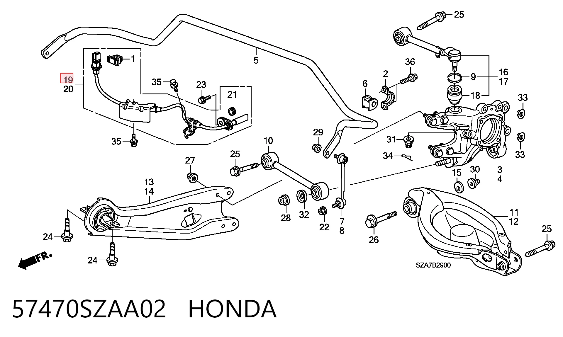 57470SZAA02 Honda Датчик АБС задній правий