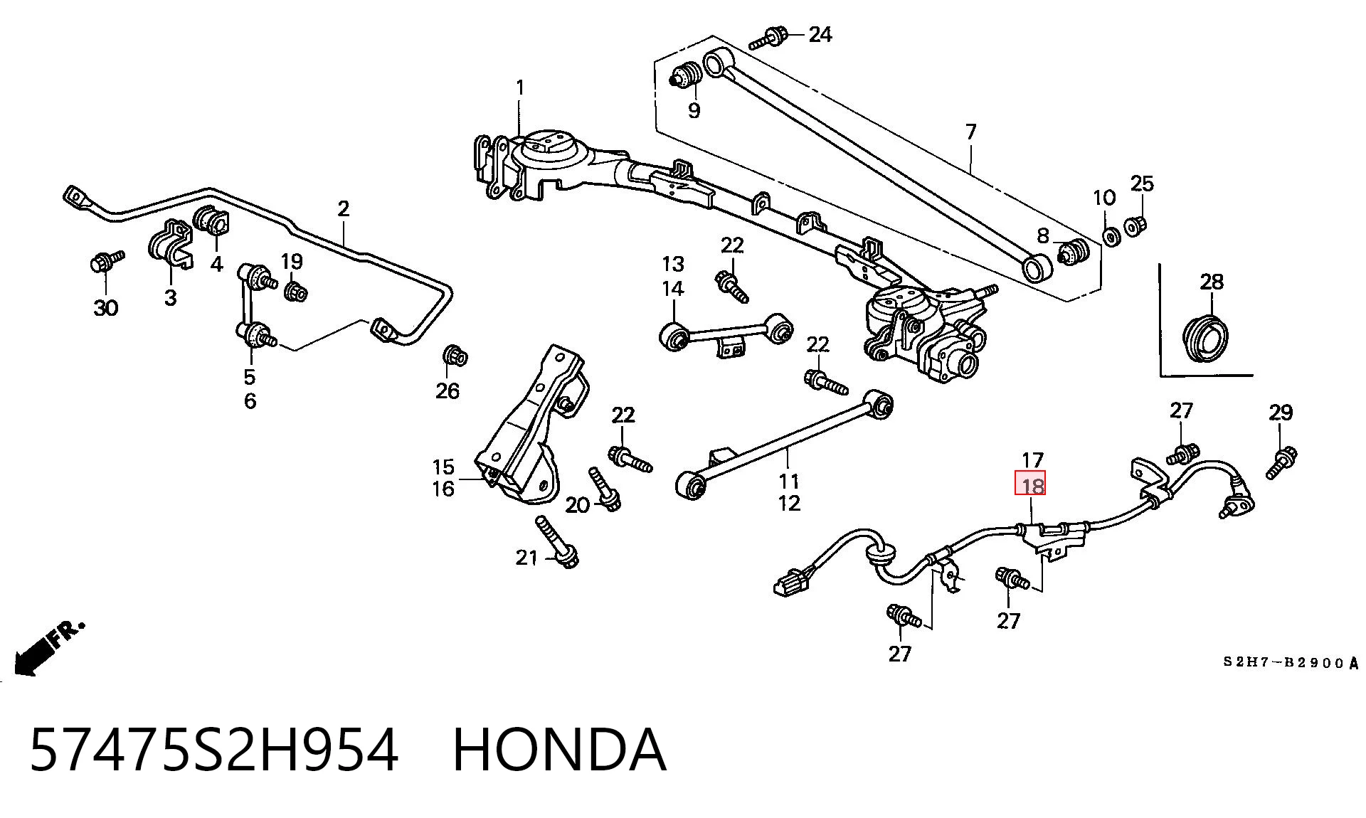 57475S2H954 Honda Датчик ABS задній лівий
