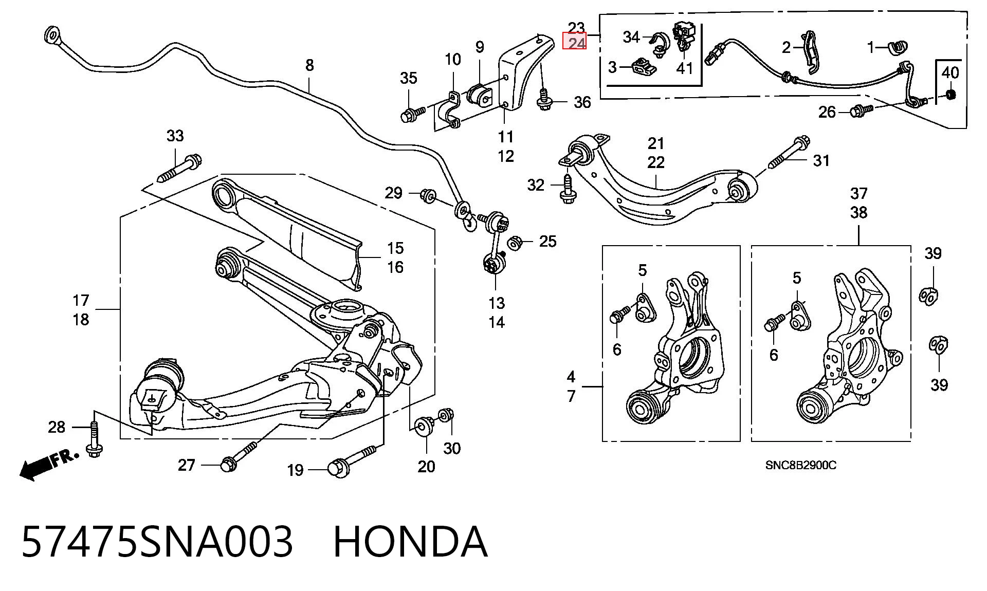 57475SNA003 Honda Датчик ABS задній лівий